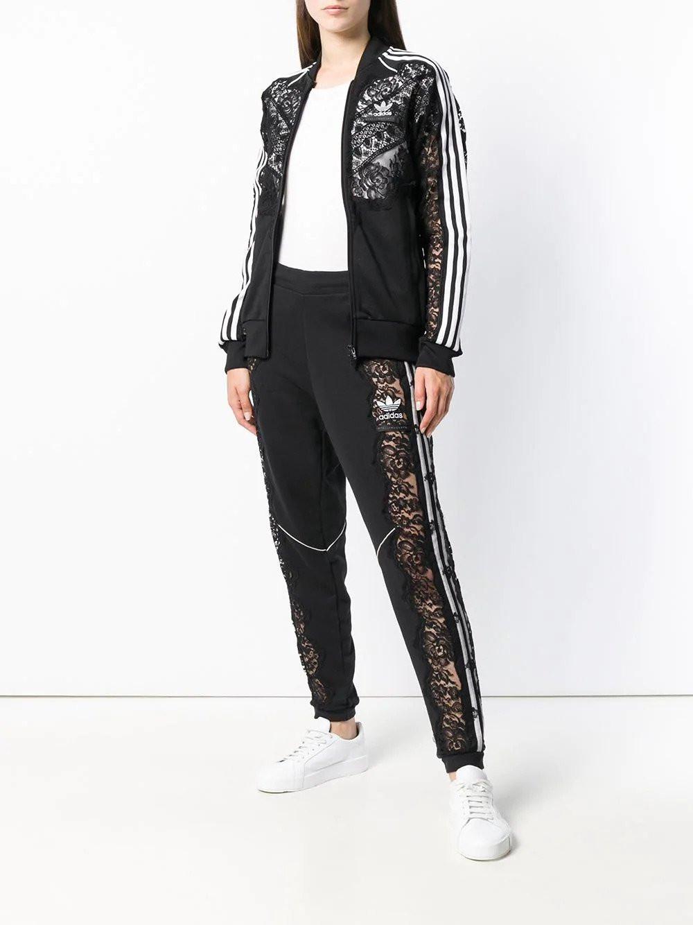adidas By Stella McCartney Cotton Adidas By Stella Mccartney Lace Panel Track Pants in Black Lyst