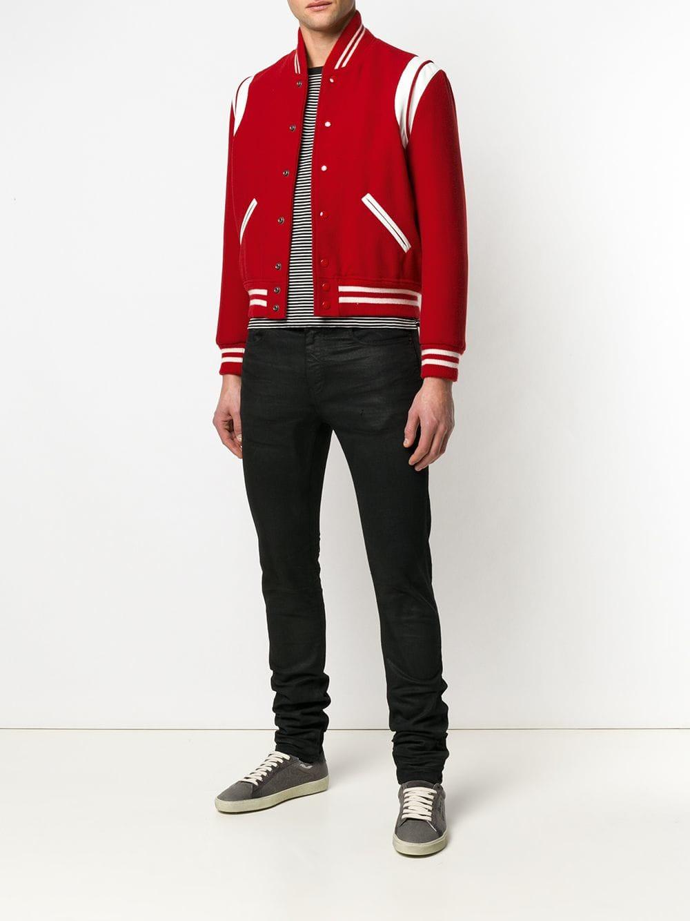 saint laurent red teddy jacket