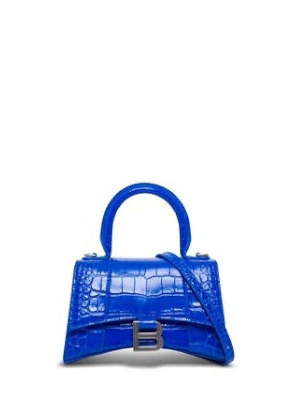 Balenciaga Hourglass Xs Top Handle Blue Bag | Lyst