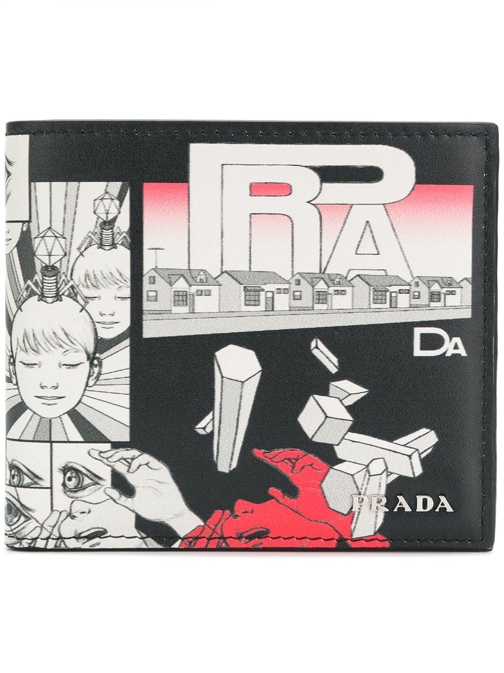 Prada Leather Comic Print Wallet for Men | Lyst