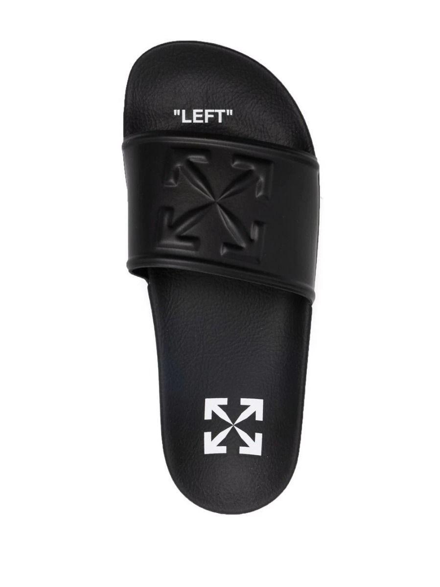 Off-White c/o Virgil Abloh Logo Embossed Black Slides Sandals | Lyst