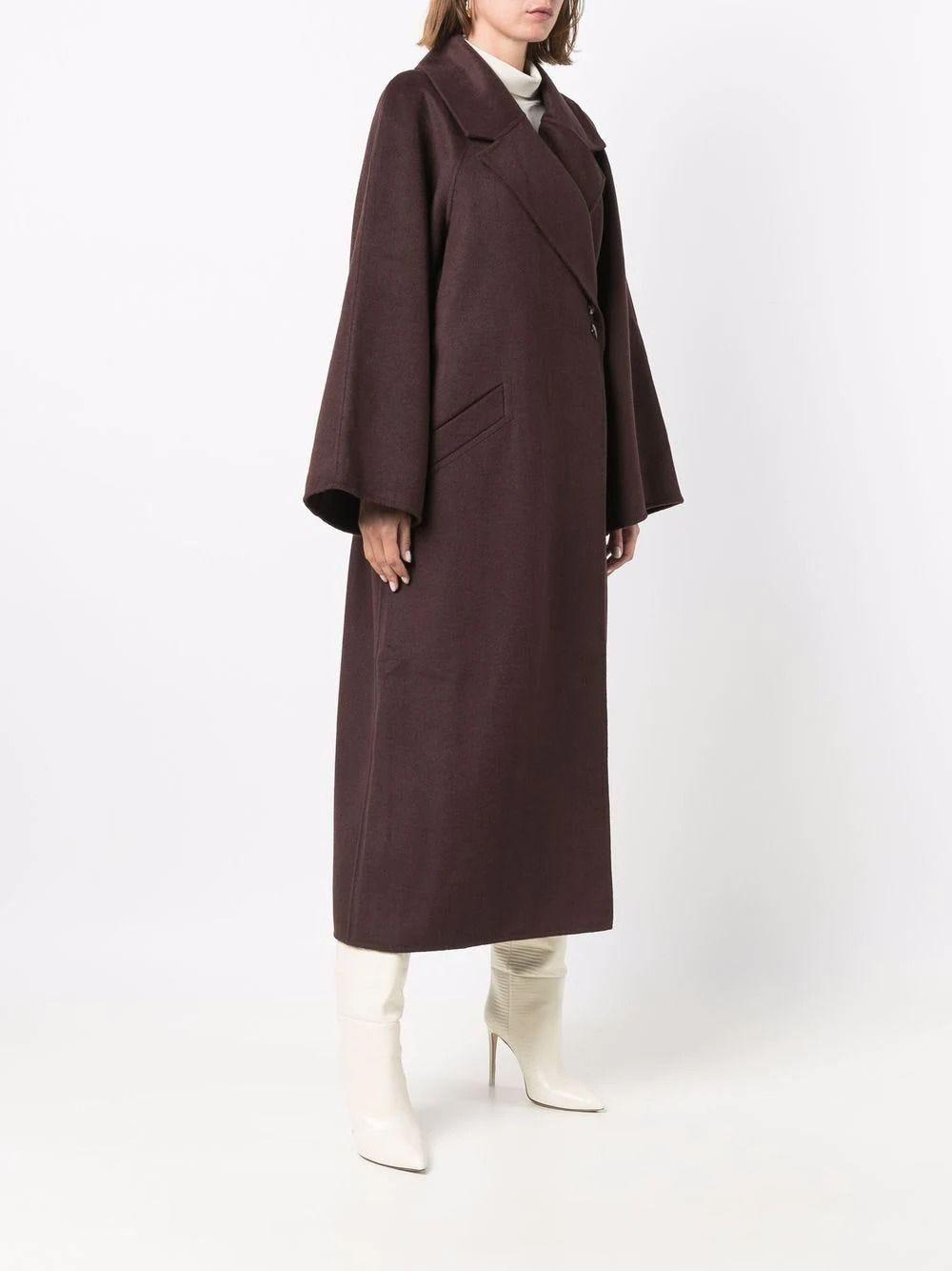 Ganni Women's Brown Notched-lapel Mid-length Coat