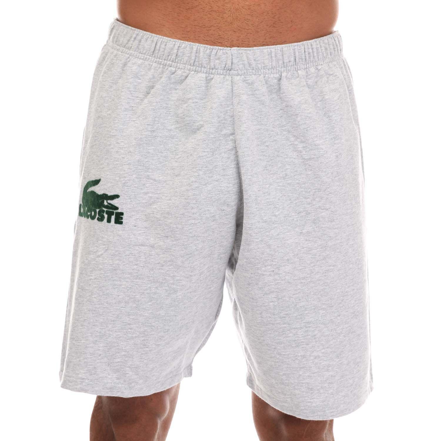 Lacoste Velour Crocodile Cotton Fleece Shorts in Blue for Men