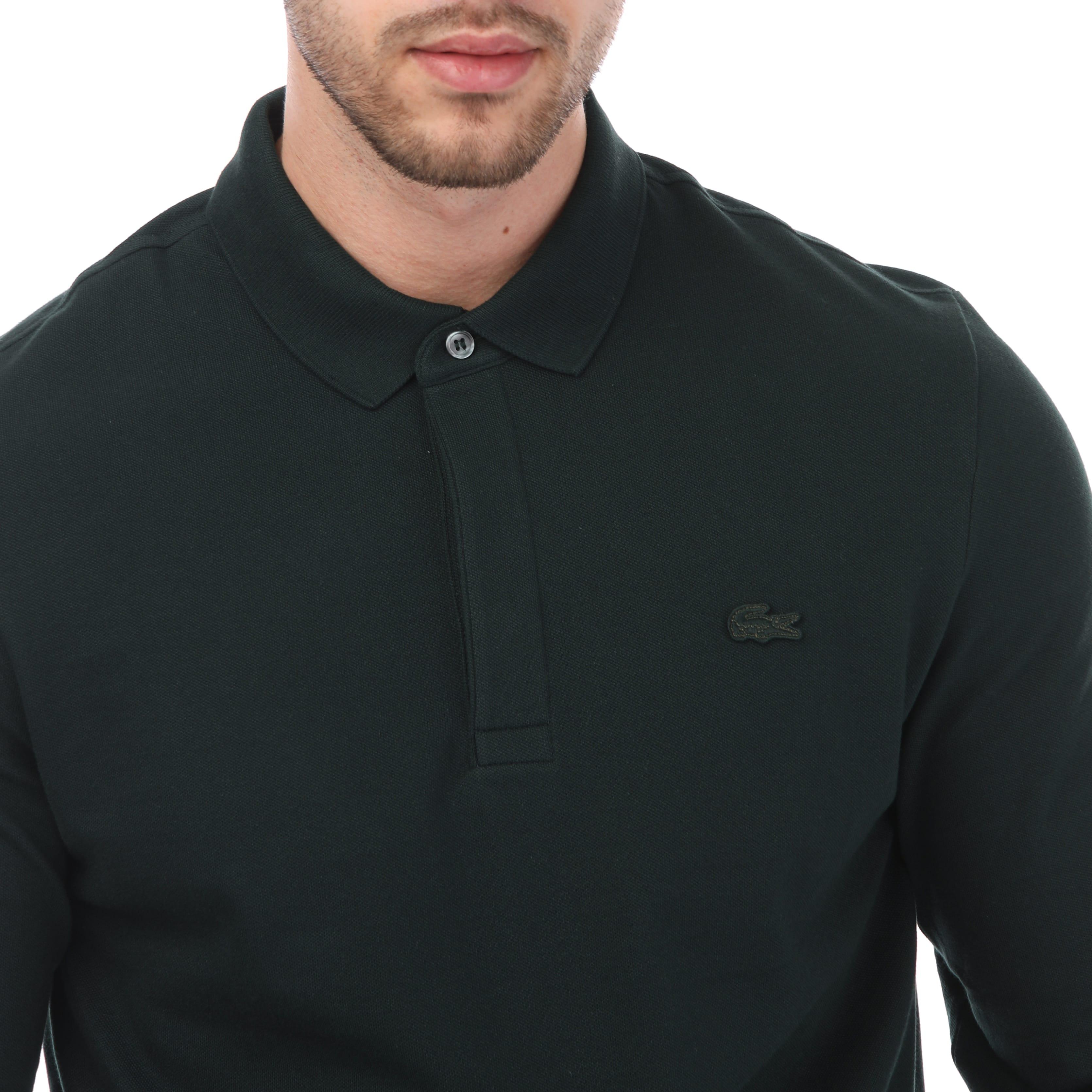Lacoste Smart Paris Long Sleeve Stretch Cotton Polo Shirt in Green