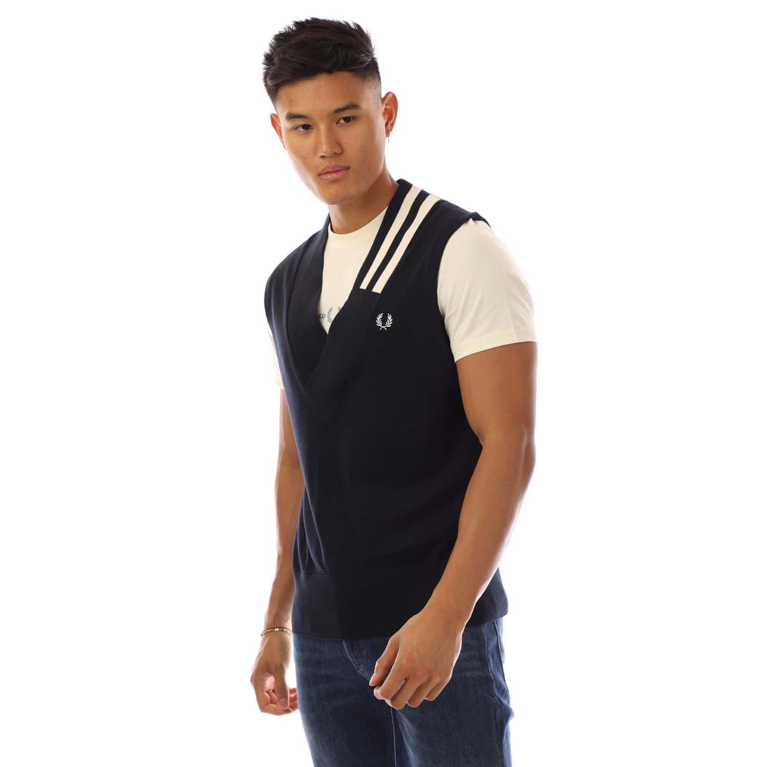 フレッドペリー　ニットベスト V-Neck Broken Tipped Tank Fred Perry V-Neck Broken Tipped Tank Top in Blue for Men | Lyst UK
