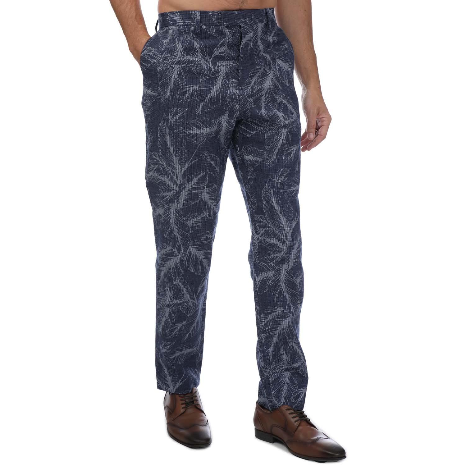 Ted Baker Postot Cotton Linen Printed Trousers in Blue for Men Lyst UK