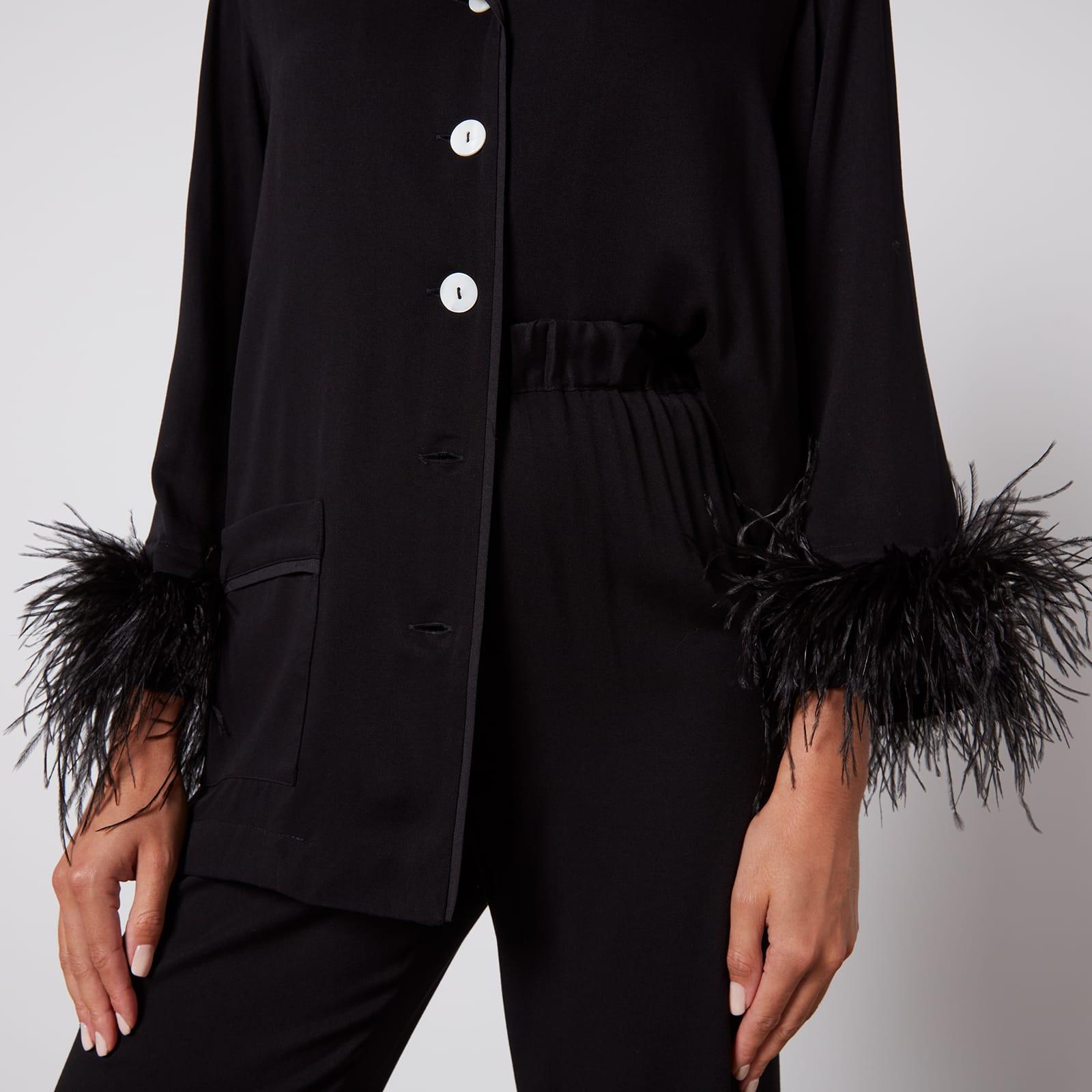 Sleeper Party Pajama Set With Double Feathers in Black Lyst UK