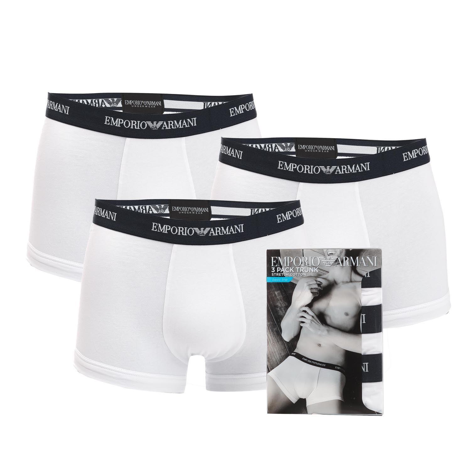 Armani 3 Pack Core Logoband Boxer Trunks in White for Men | Lyst UK