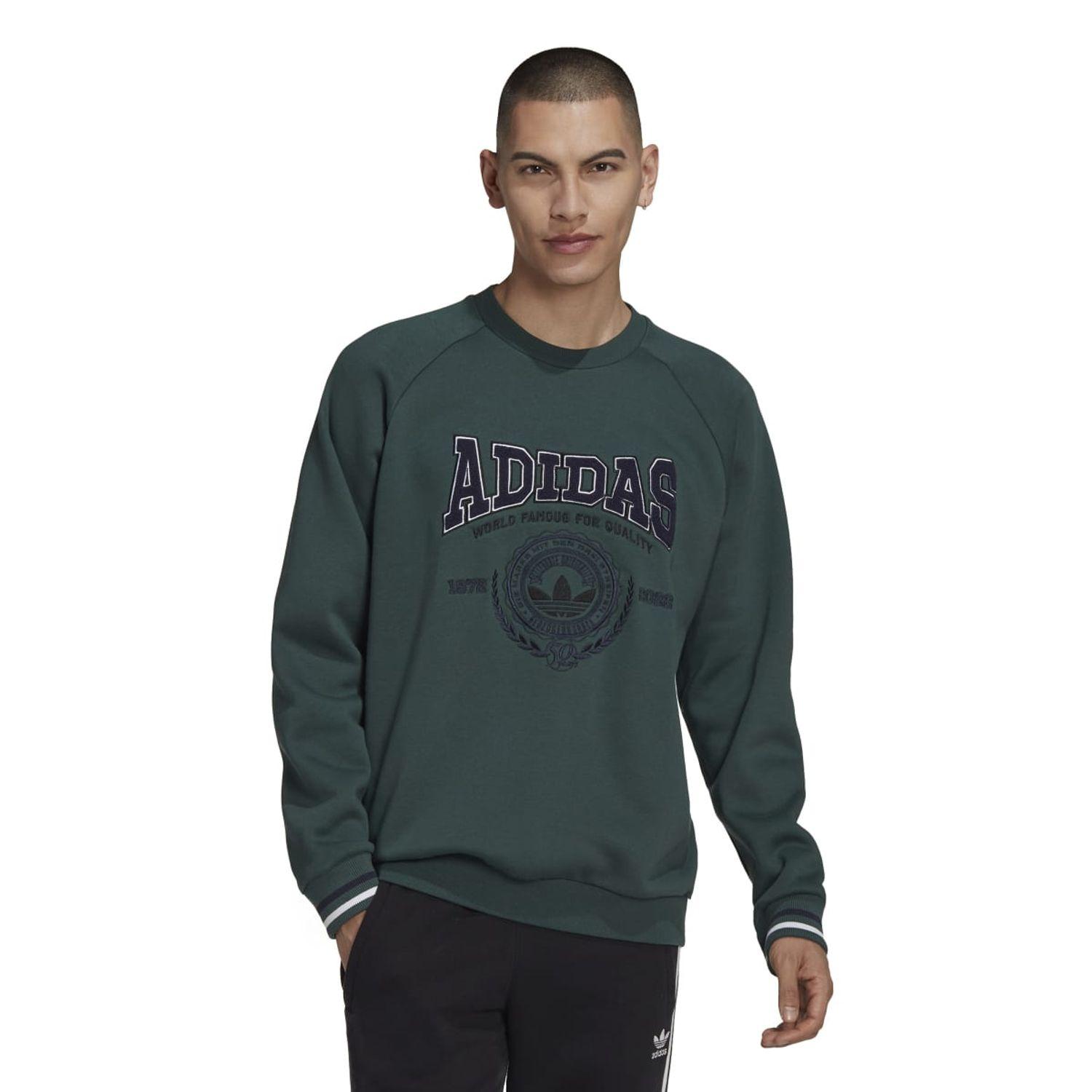 adidas Originals Varsity Crew Neck Sweatshirt in Green for Men