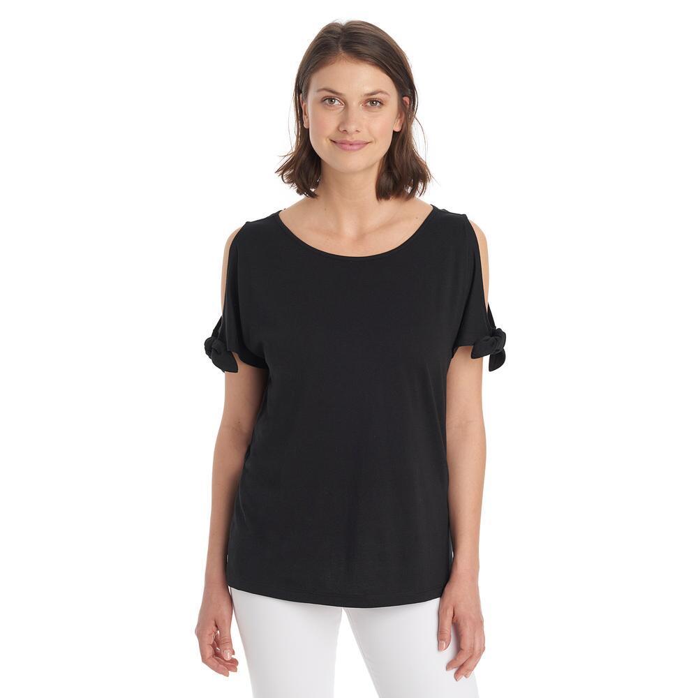 G.H.BASS Cold Shoulder Tie Sleeve Top in Black - Lyst