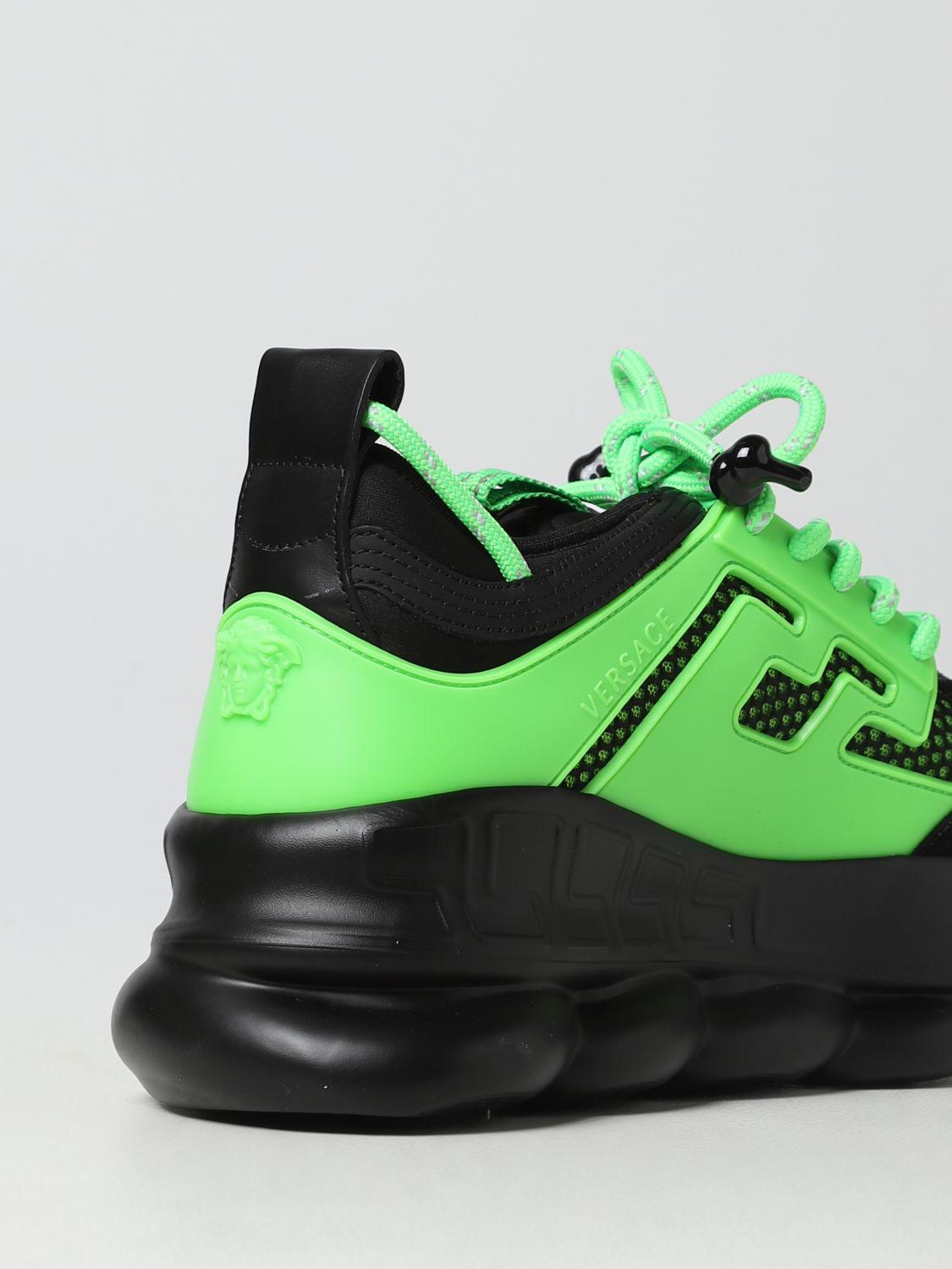 Versace The Chain Reaction Sneakers In Mesh And Leather in Green for Men |  Lyst