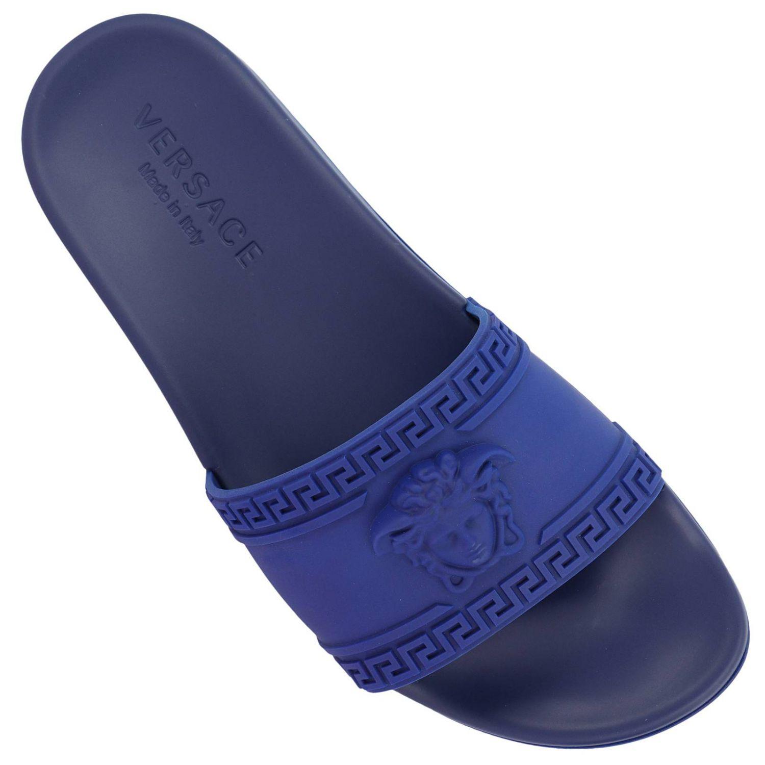 blue versace slides