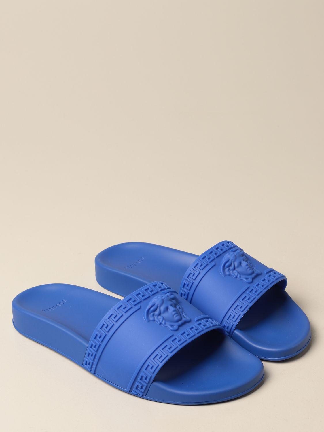 blue versace slides