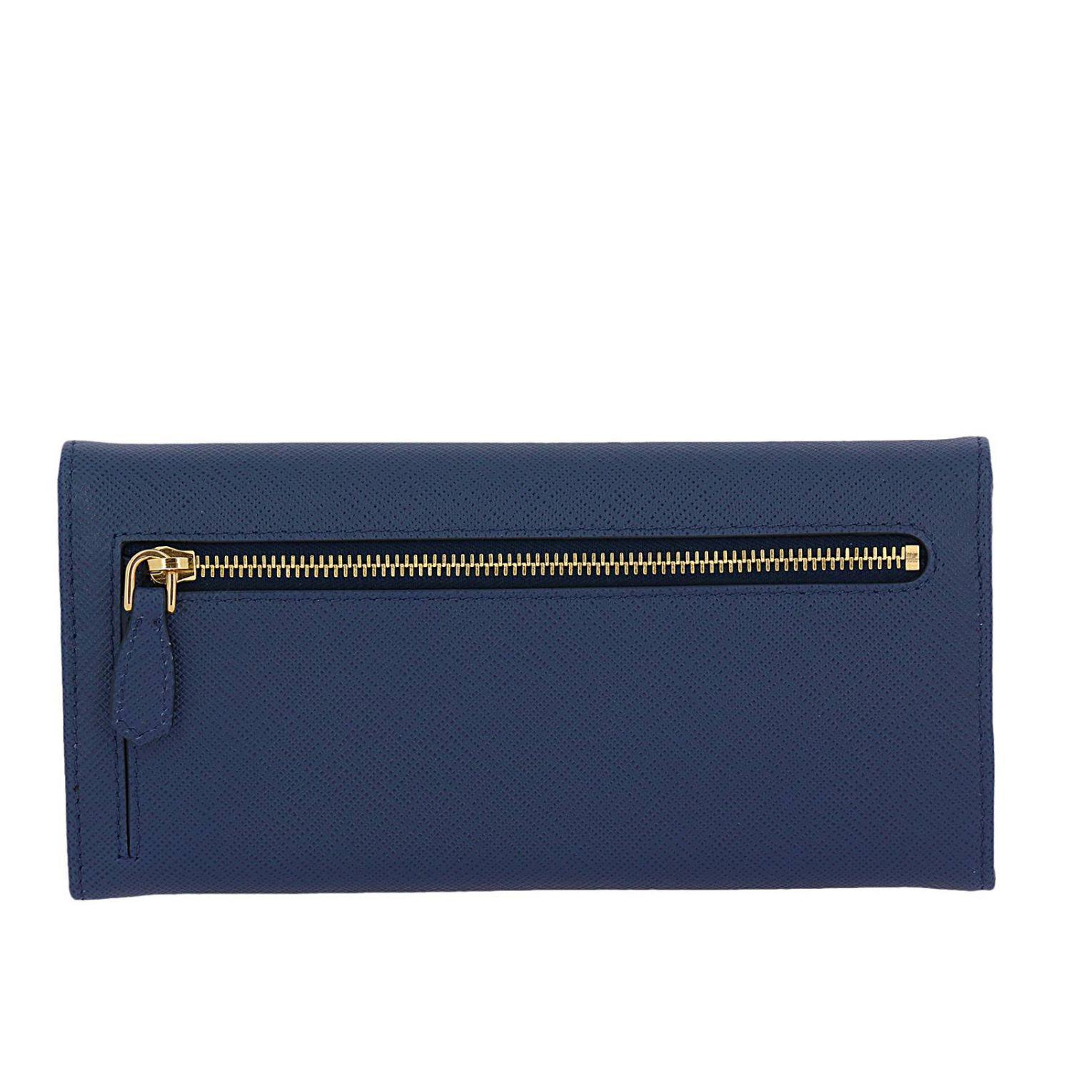 Prada Leather Wallet Women in Blue - Lyst