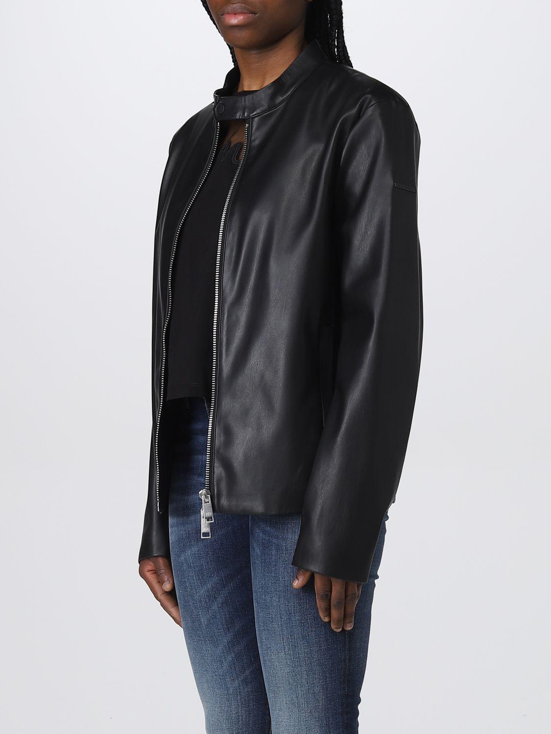 Armani Exchange Faux Leather Jacket in Black for Men | Lyst