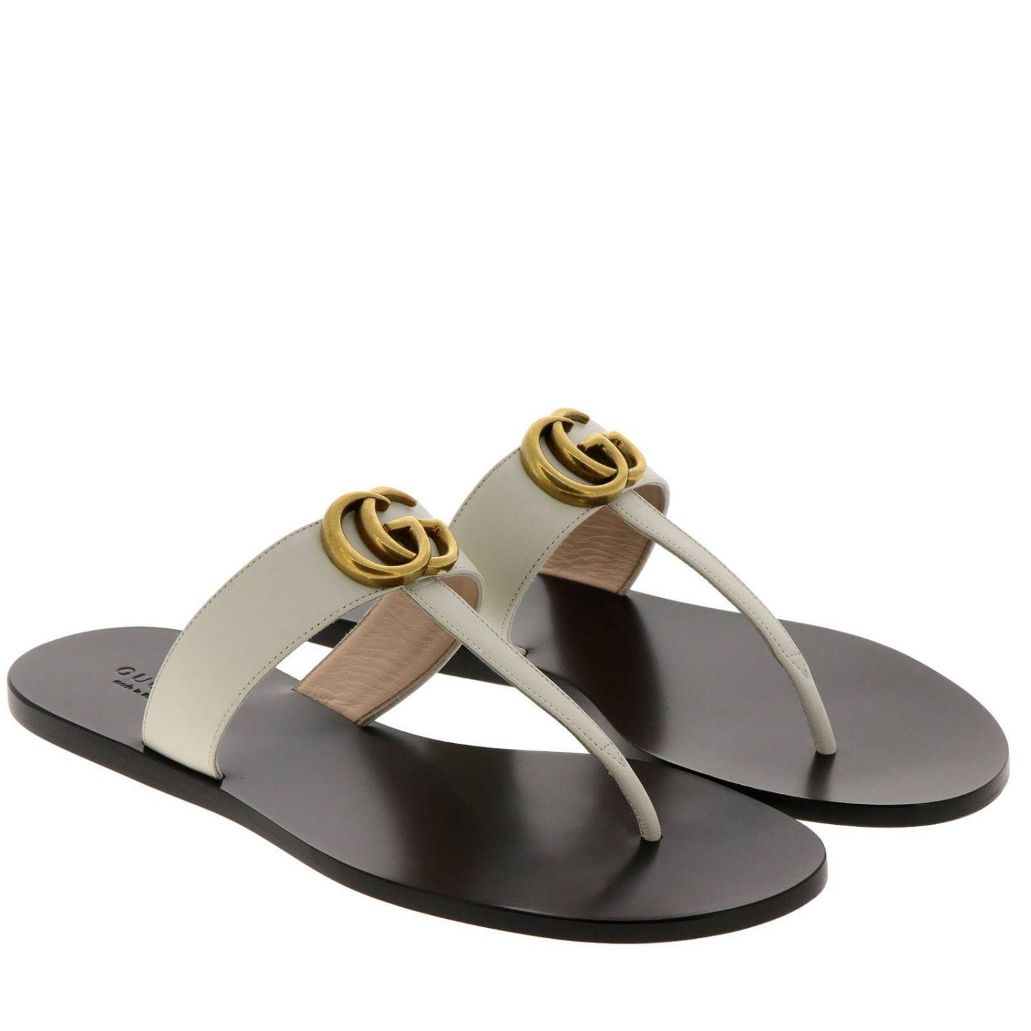 gucci white flat sandals