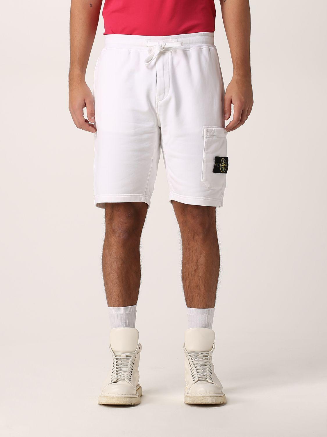 Stone Island Bermuda Shorts In Garmentdyed Cotton Fleece in White for Men |  Lyst Canada