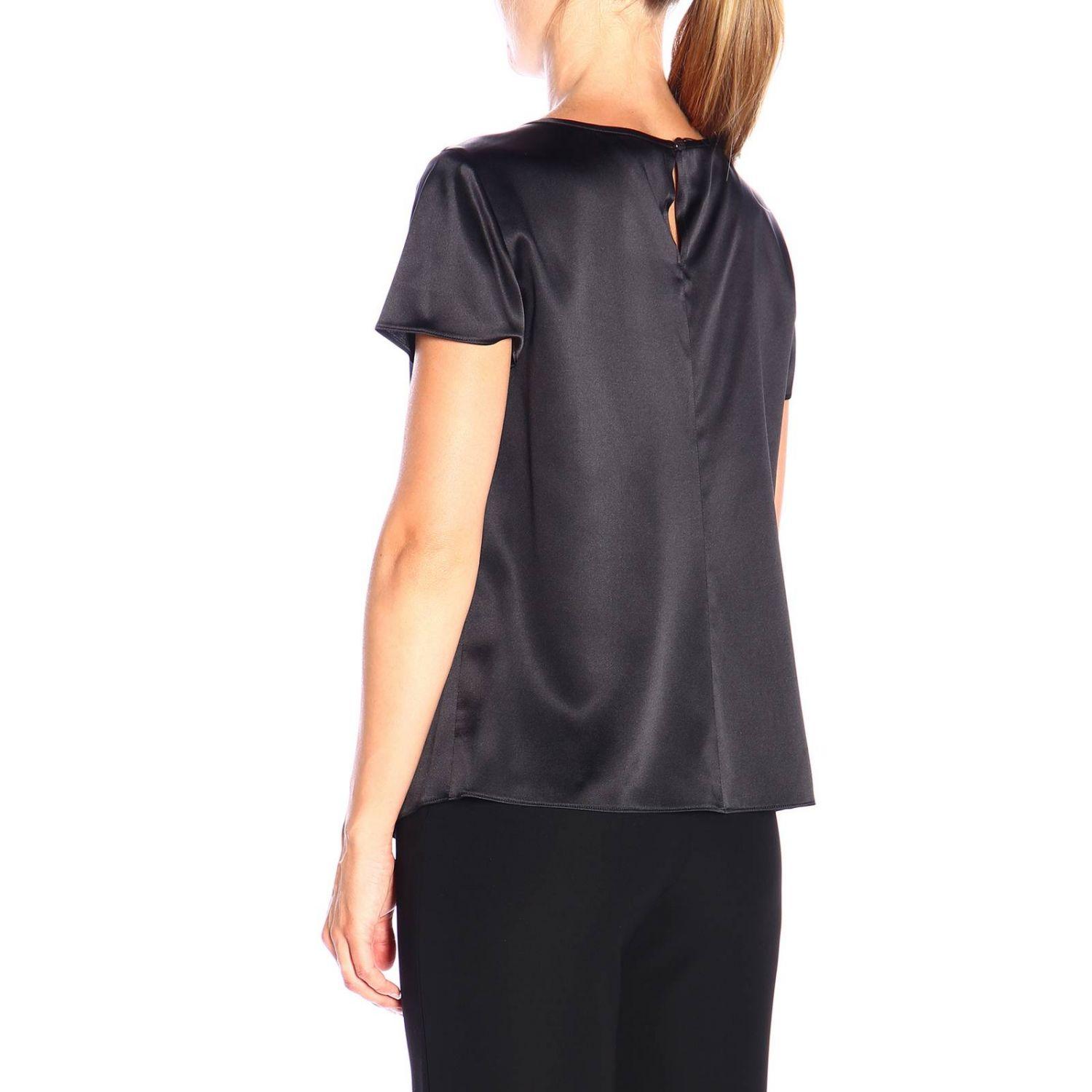 Emporio Armani Short-sleeved Silk Shirt in Black - Lyst
