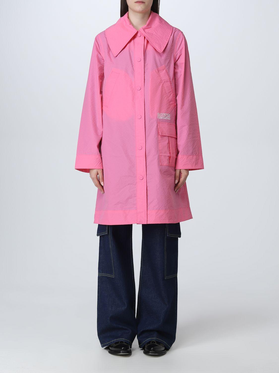 Ganni Coat in Pink | Lyst