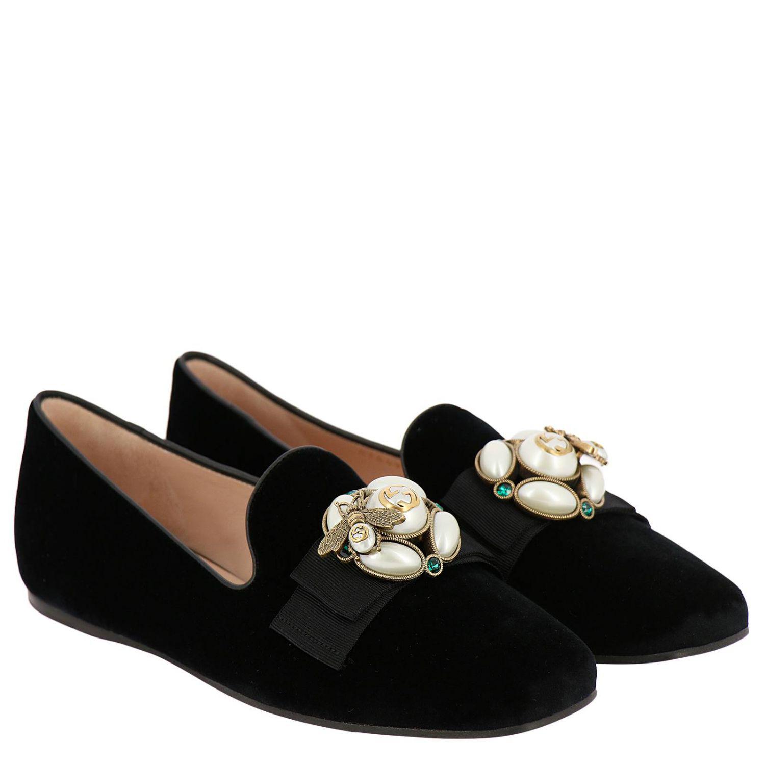 gucci flat black shoes