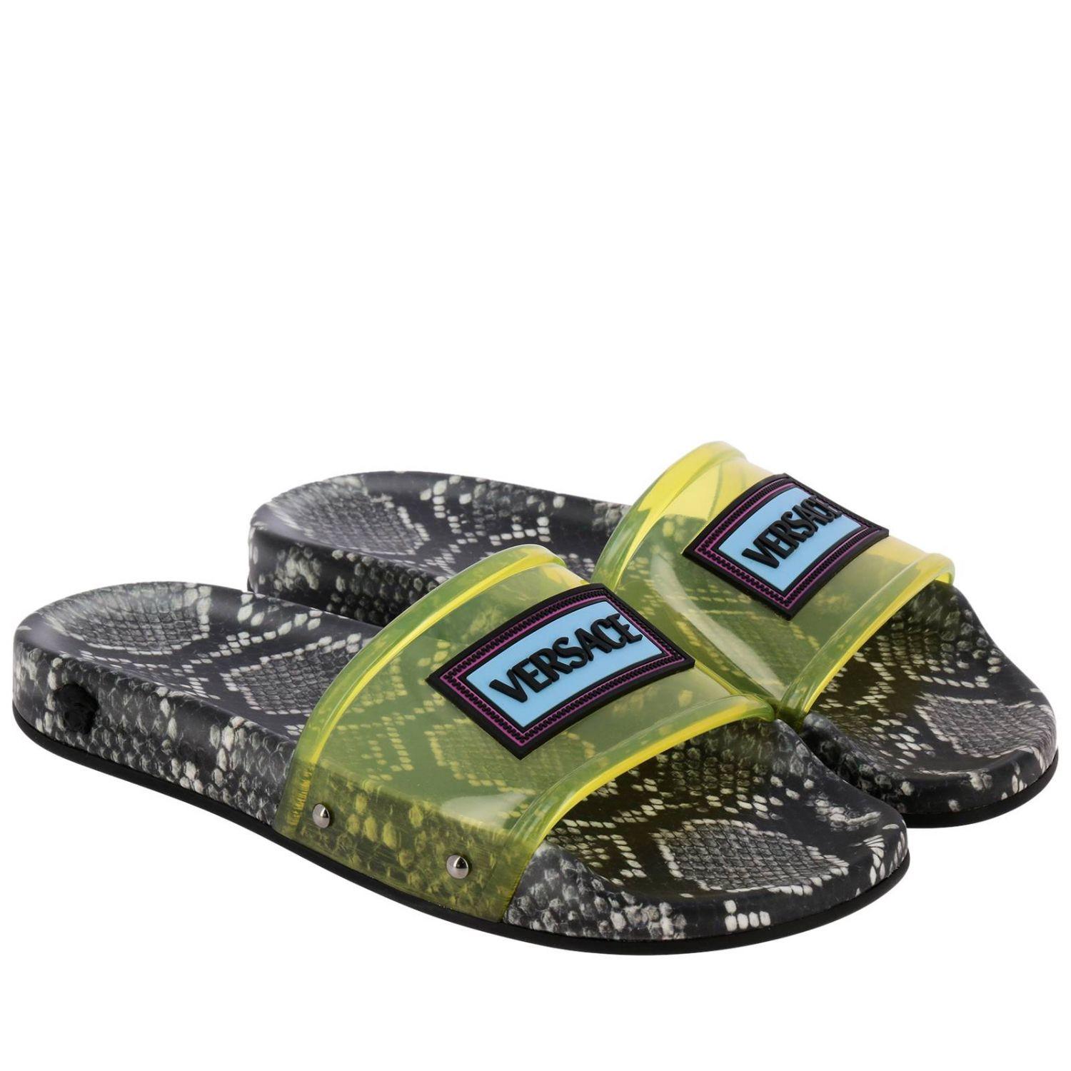 Versace Rubber Women's Flat Sandals in Yellow Lyst