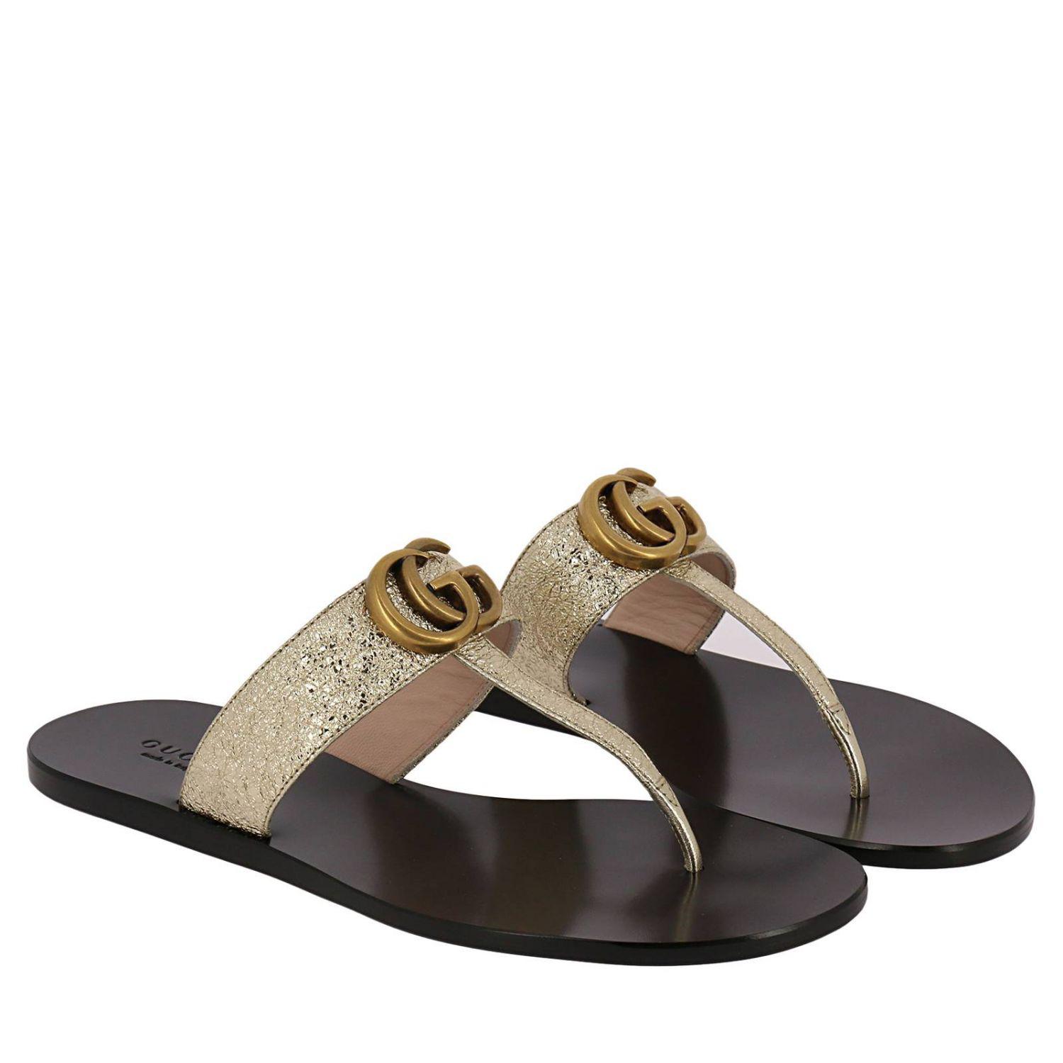 gucci gold flip flops