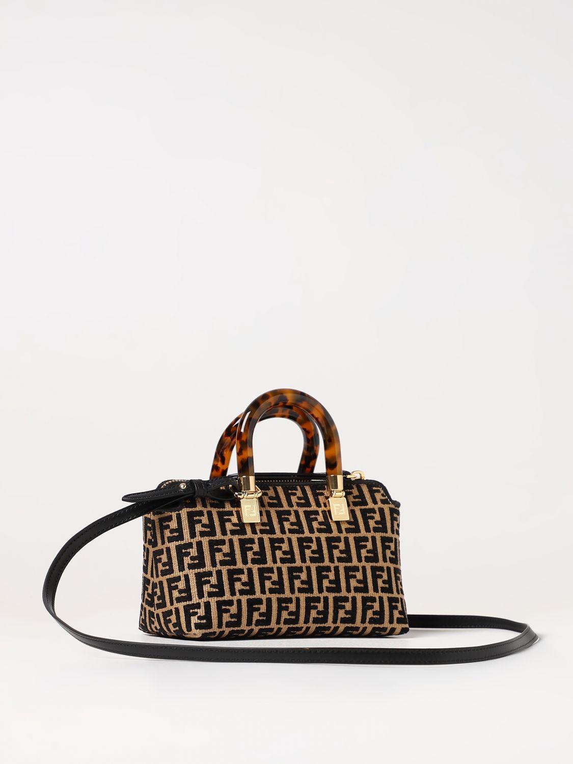 Fendi Mini By The Way Boston Bag In FF Tapestry Fabric Brown