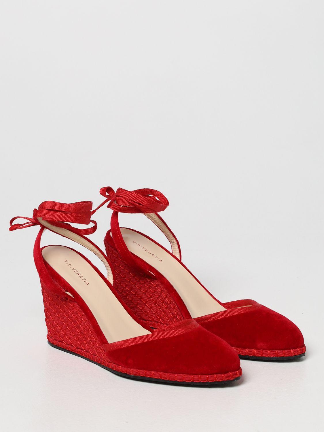 Vibi Venezia Wedge Shoes in Red | Lyst