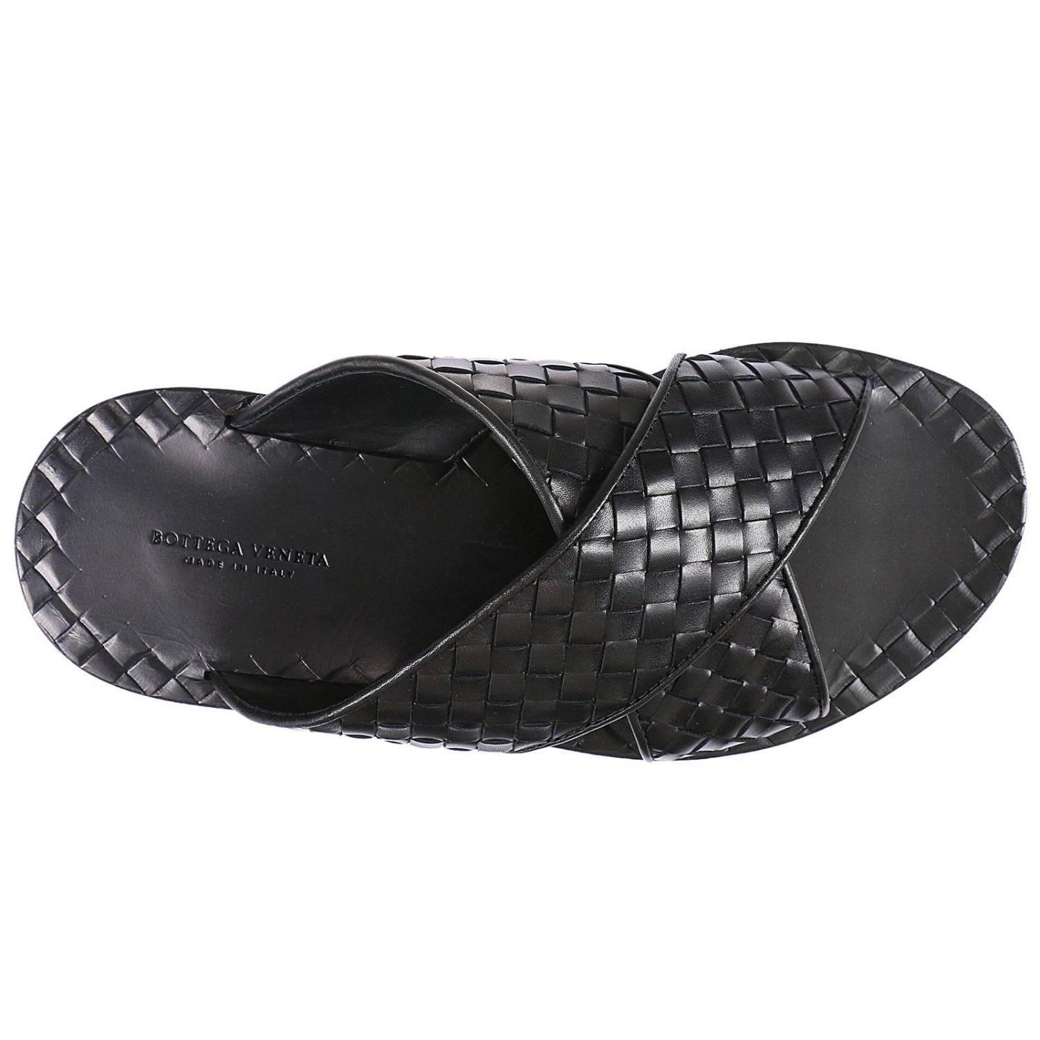 Bottega Veneta Leather Sandals Shoes Man in Black for Men - Lyst