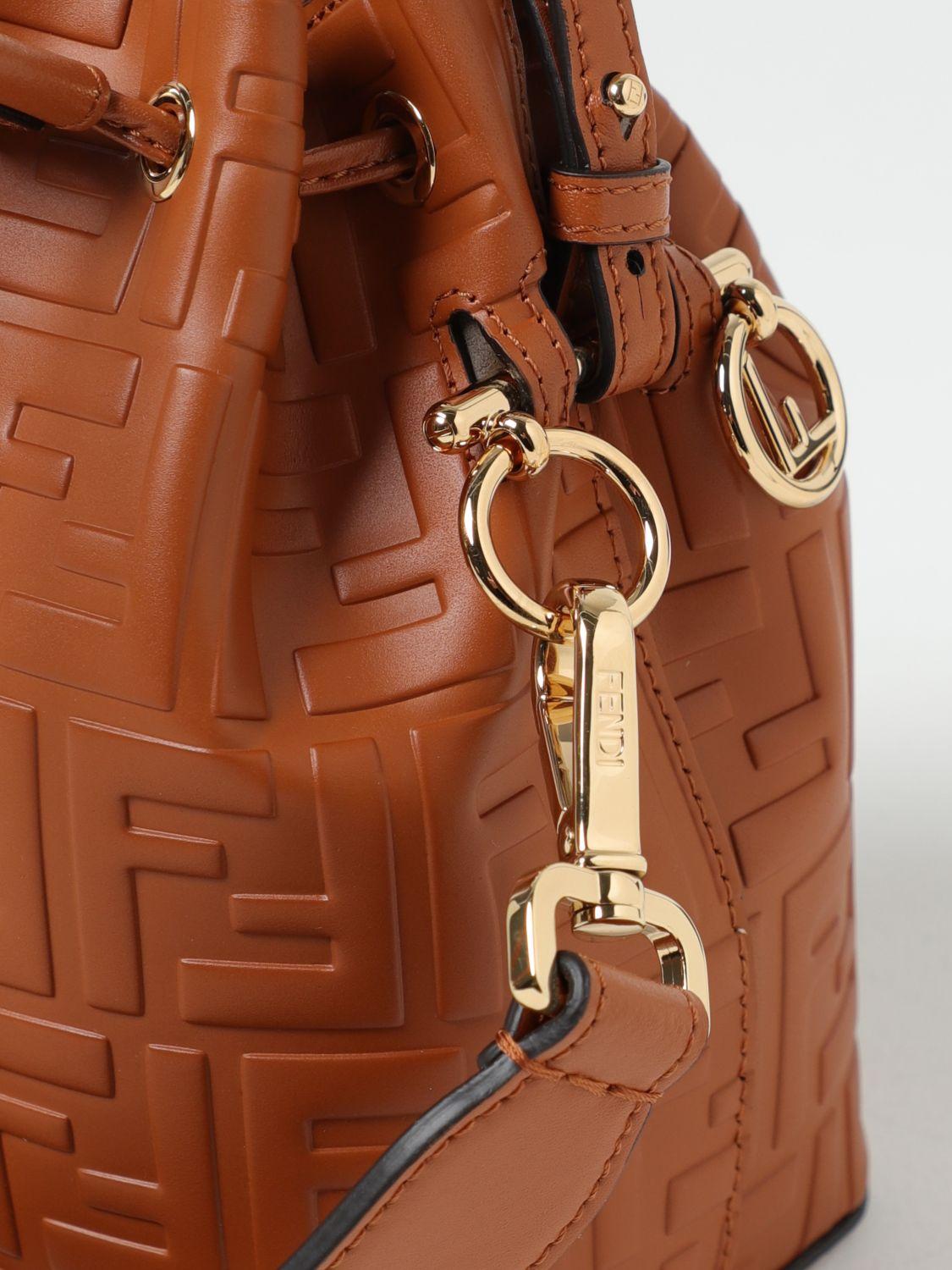 FENDI: Mon Tresor bag in straw and leather with FF monogram