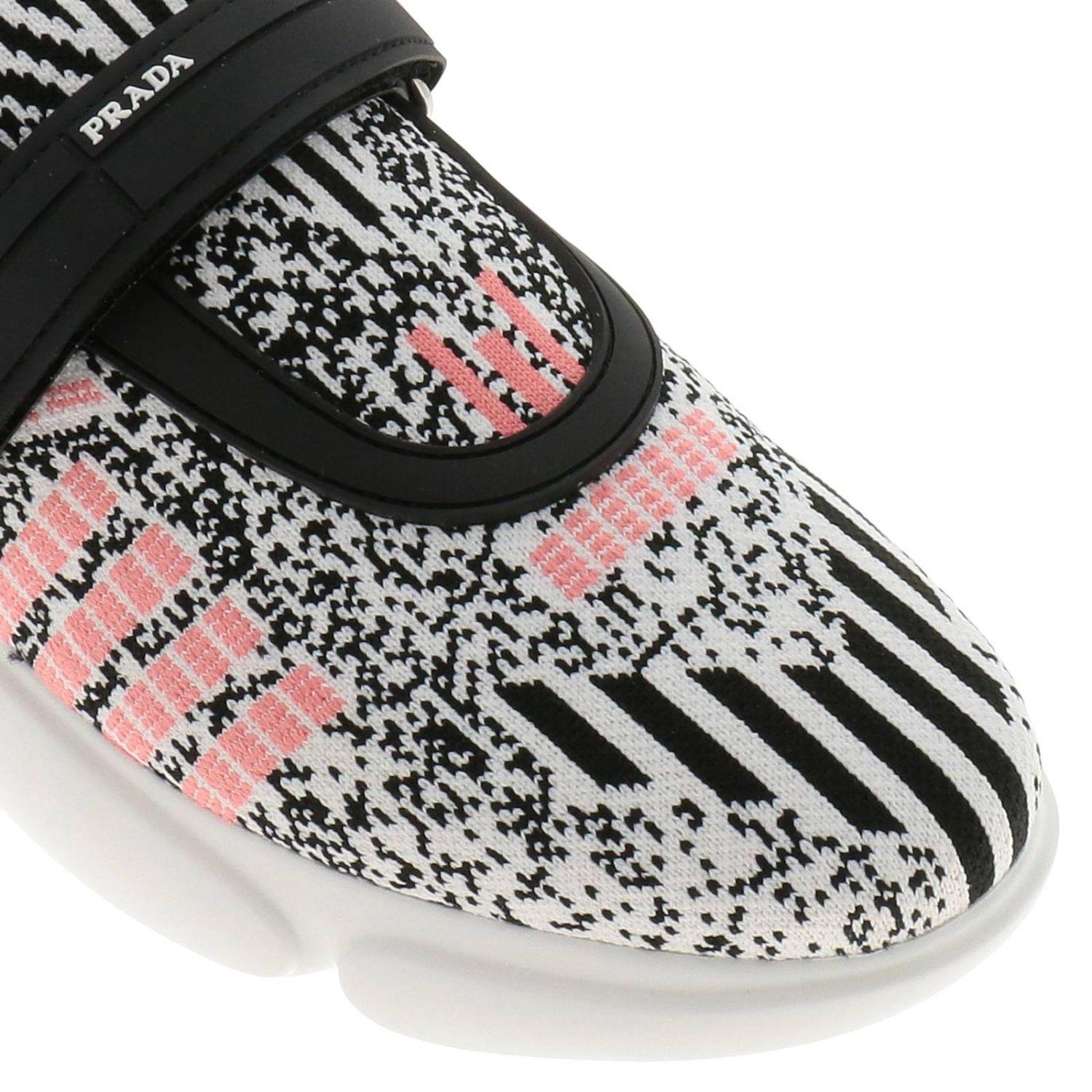white and pink prada sneakers