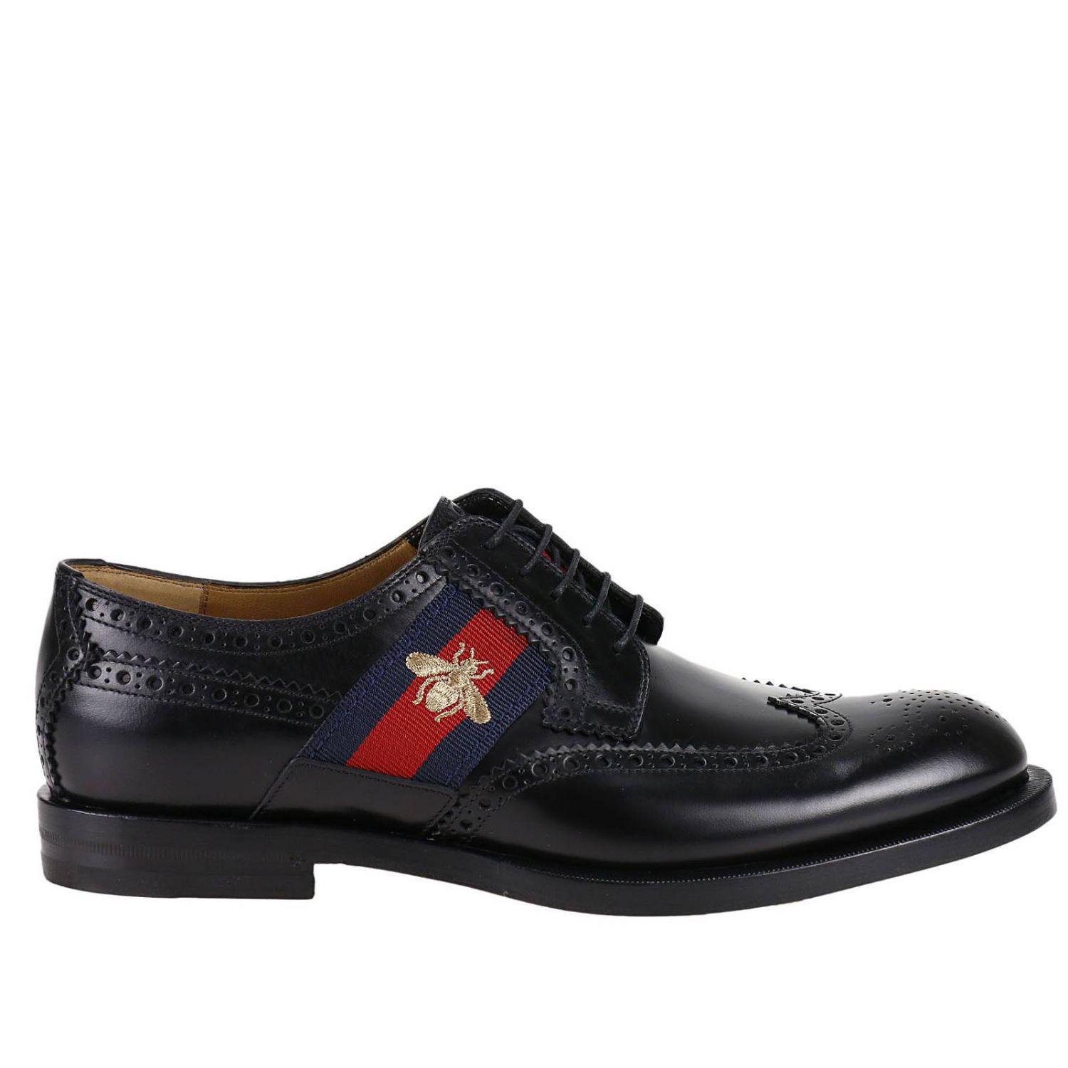 Gucci Oxford Spirit Shoes With Web Bands And Bee in Black for Men | Lyst
