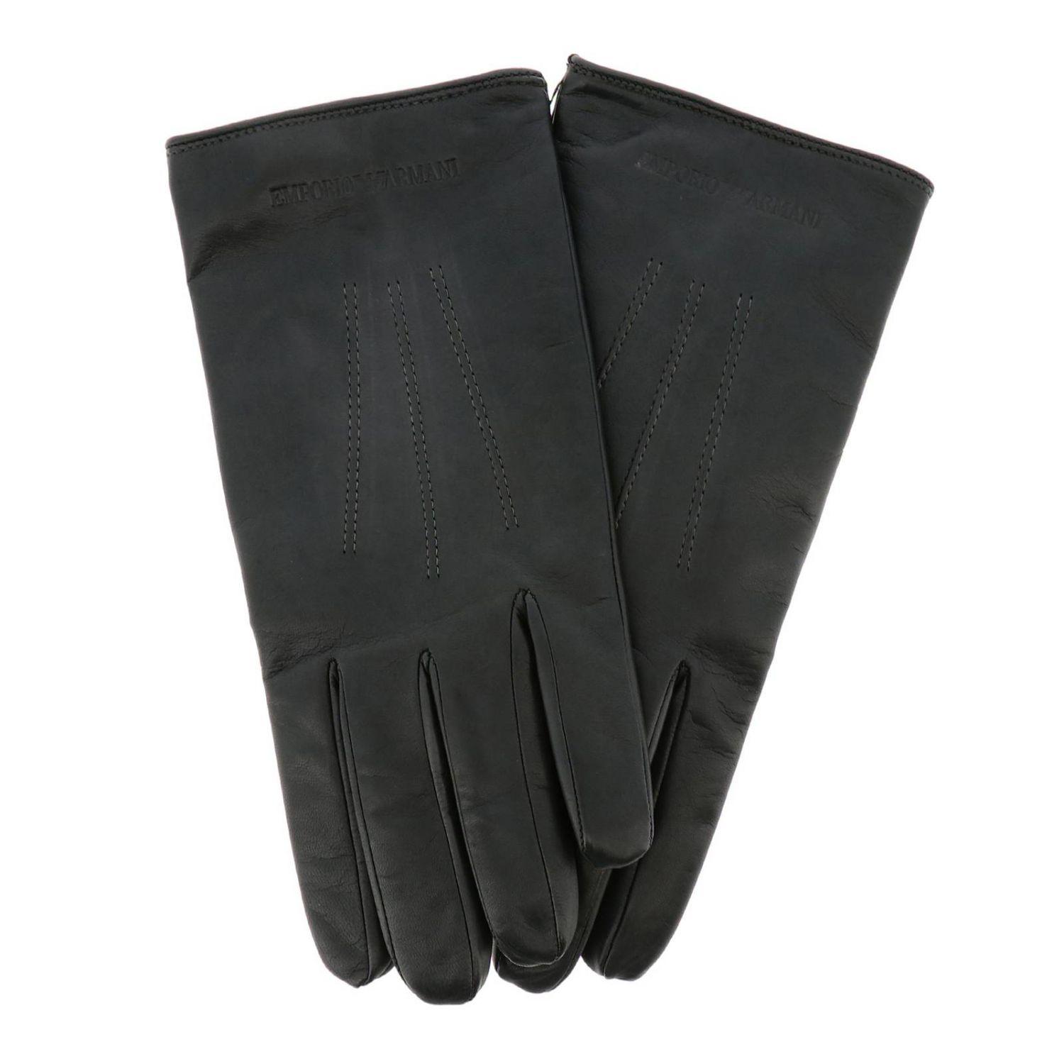 Emporio Armani Leather Gloves in Charcoal (Gray) for Men Lyst