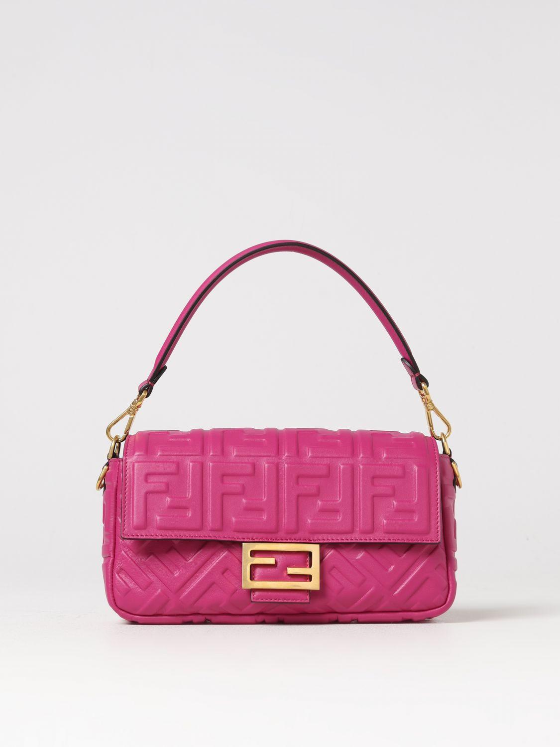 Fendi Baguette Bag In FF Motif Canvas Pink/Red