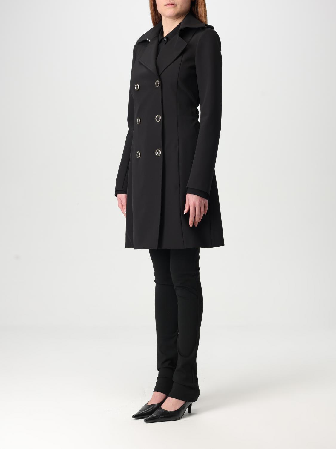 Patrizia Pepe Double-Breasted Nylon Trench Coat in Black Lyst UK
