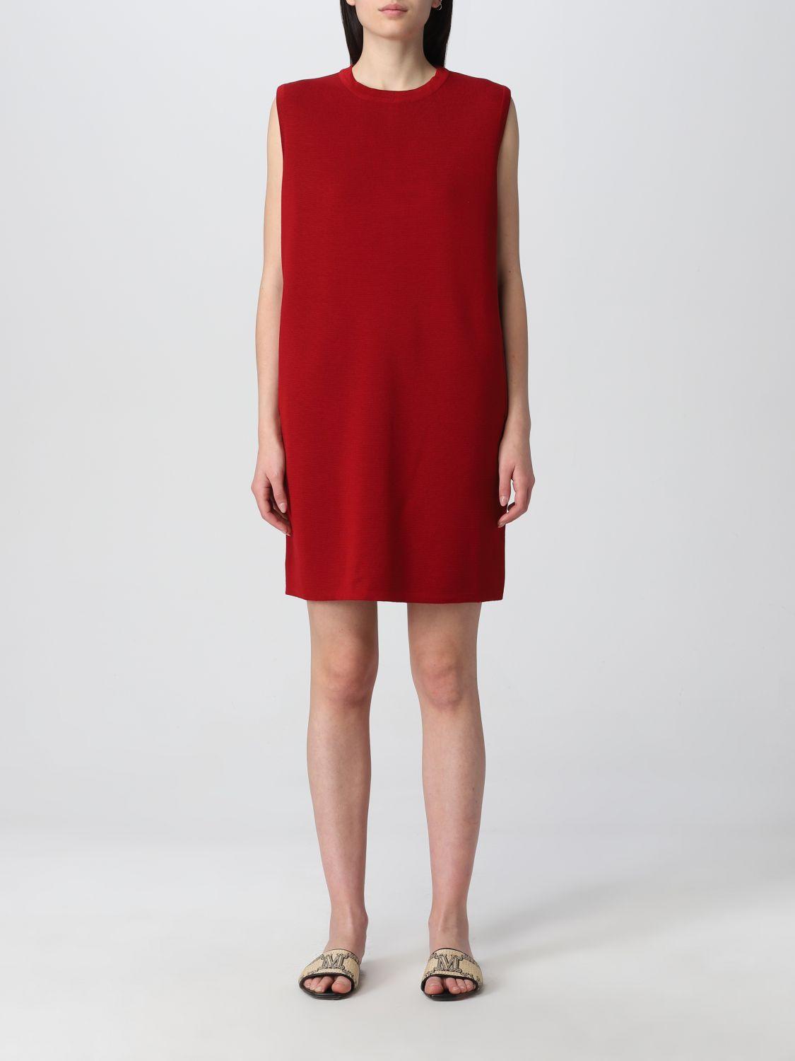 Max Mara Virgin Wool Short Dress in Red | Lyst