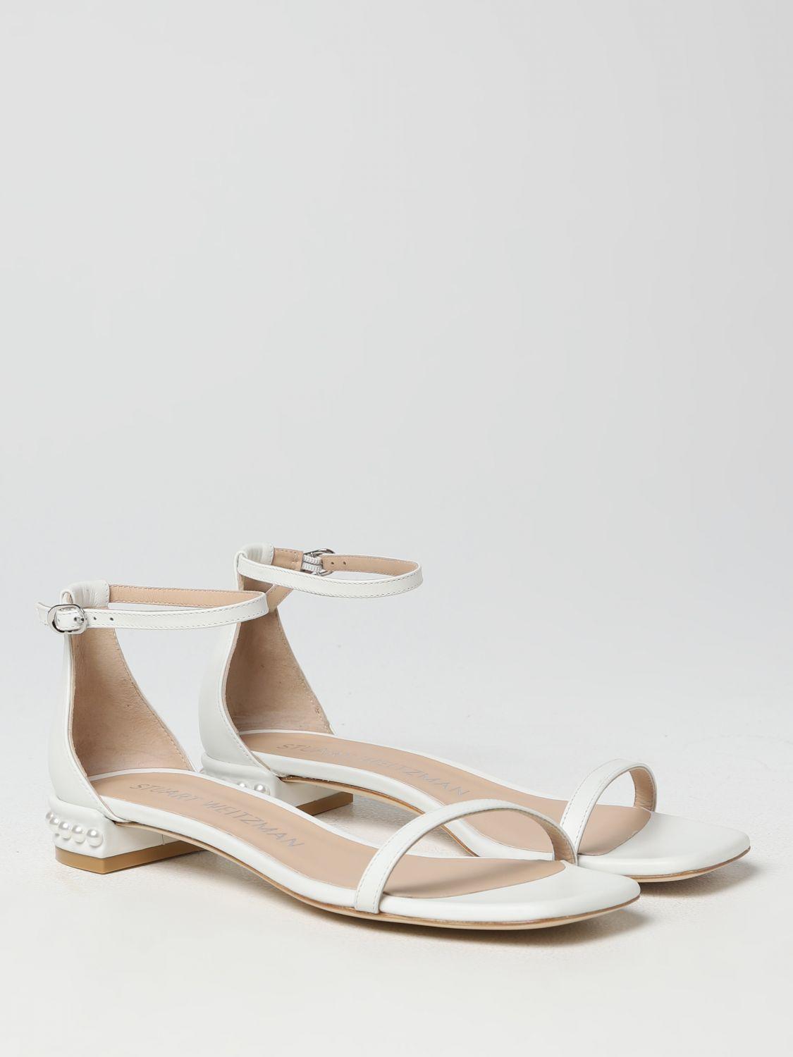 Stuart Weitzman Flat Sandals in White | Lyst