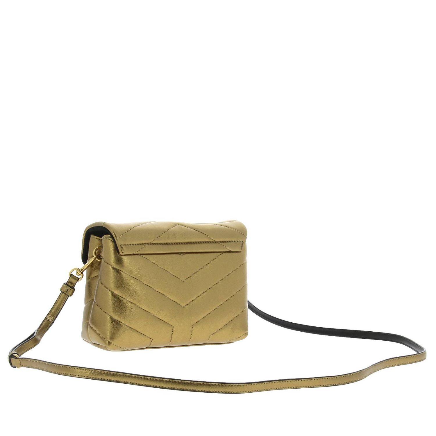 Yves Saint Laurent Loulou Toy Matelasse Leather Crossbody Bag Metallic Gold