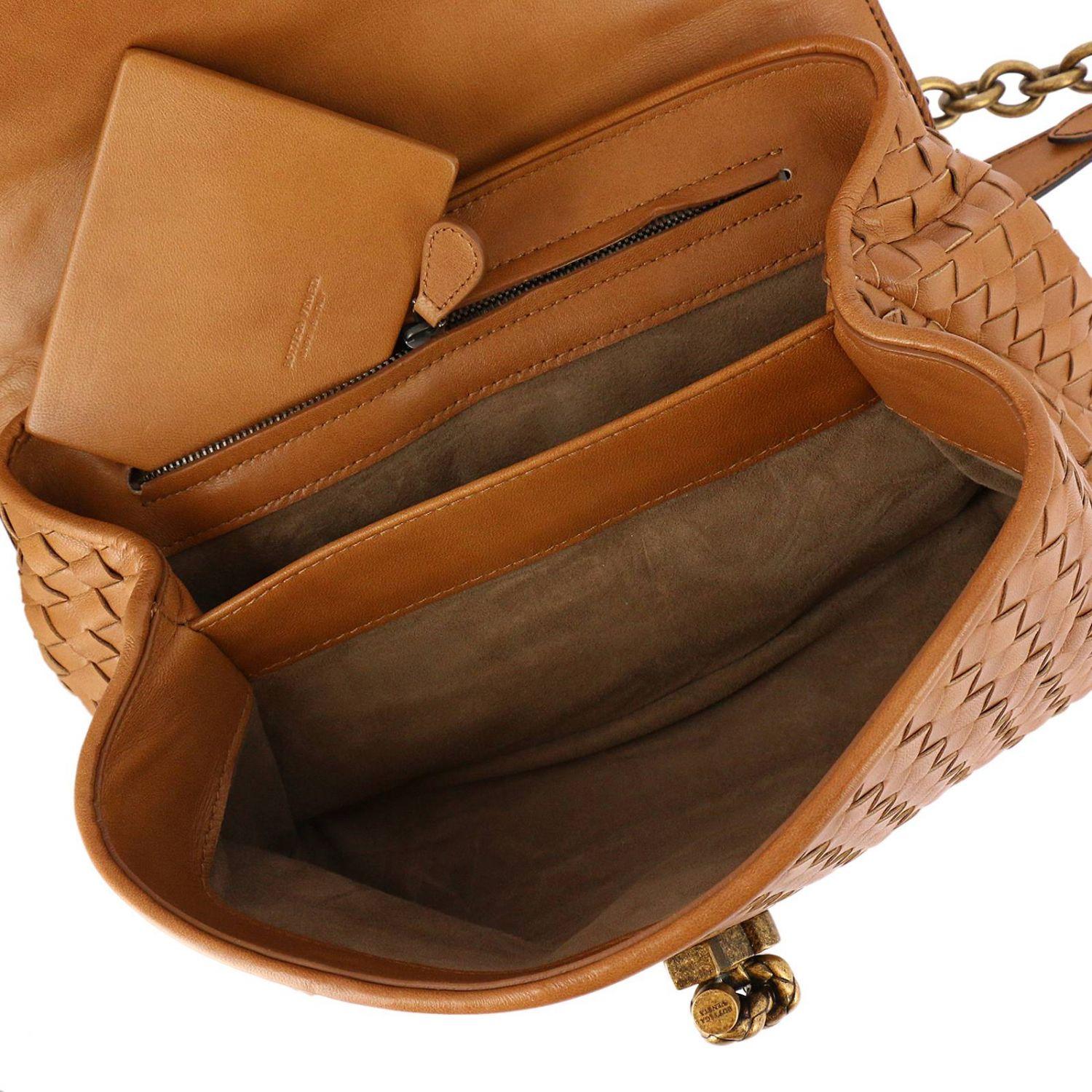 Bottega Leather Crossbody Bag Olimpia Knot With Chain Shoulder Strap And Woven Pattern Lyst