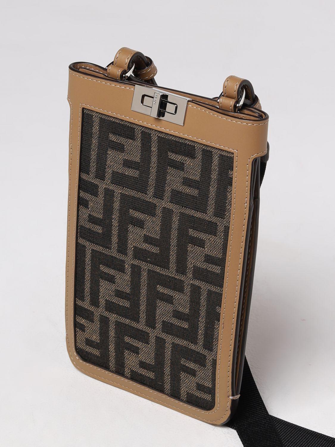 FENDI: bag in coated fabric and leather - Tobacco  Fendi shoulder bag  7M0286AJF8 online at