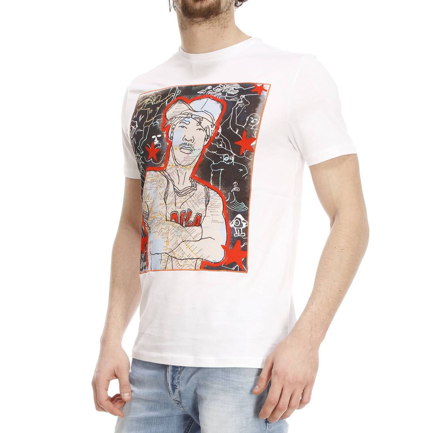 Frankie morello Printed T-Shirt in Natural for Men | Lyst