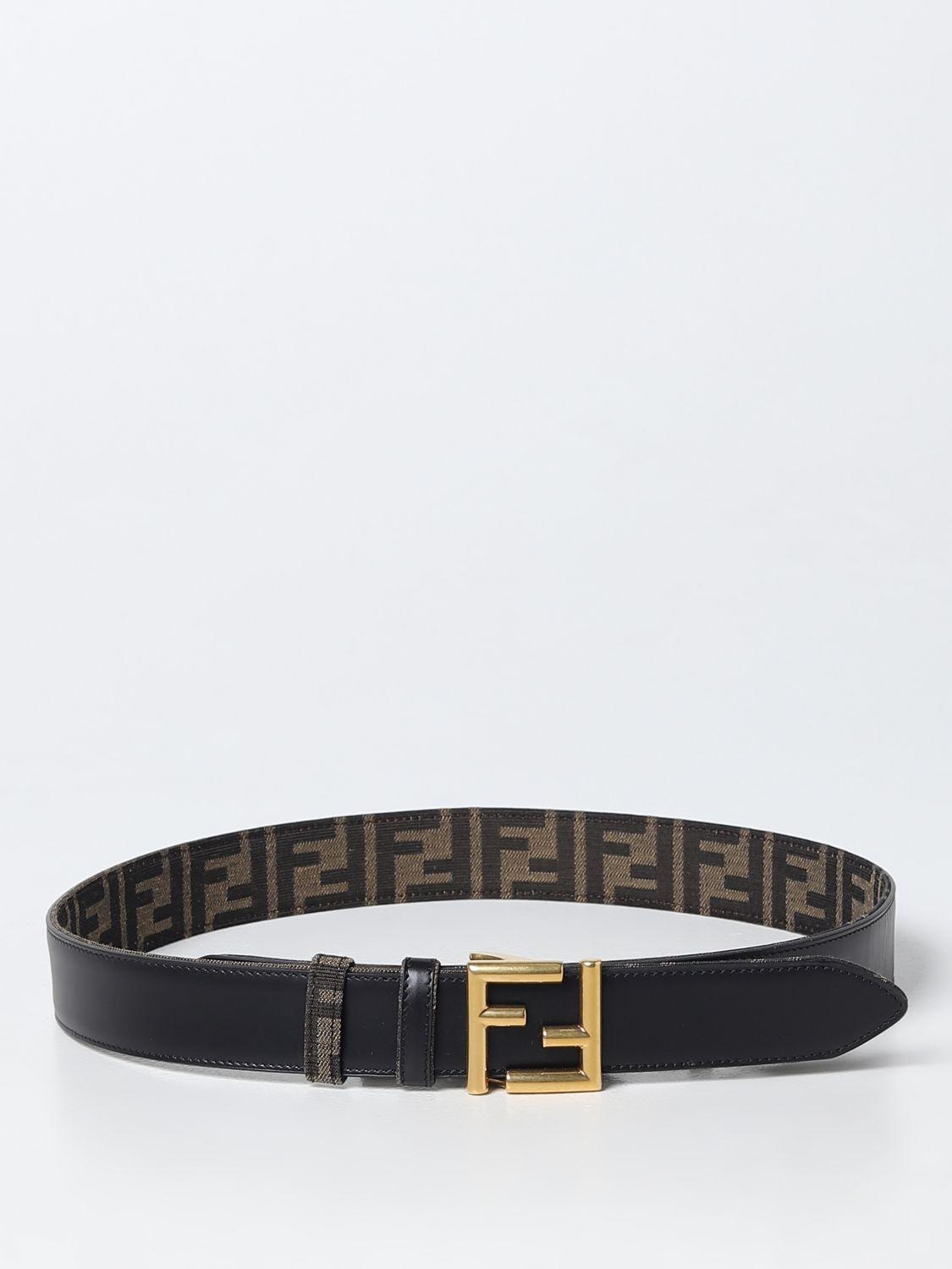 Fendi Ff Reversible Belt In Leather And Fabric in White | Lyst