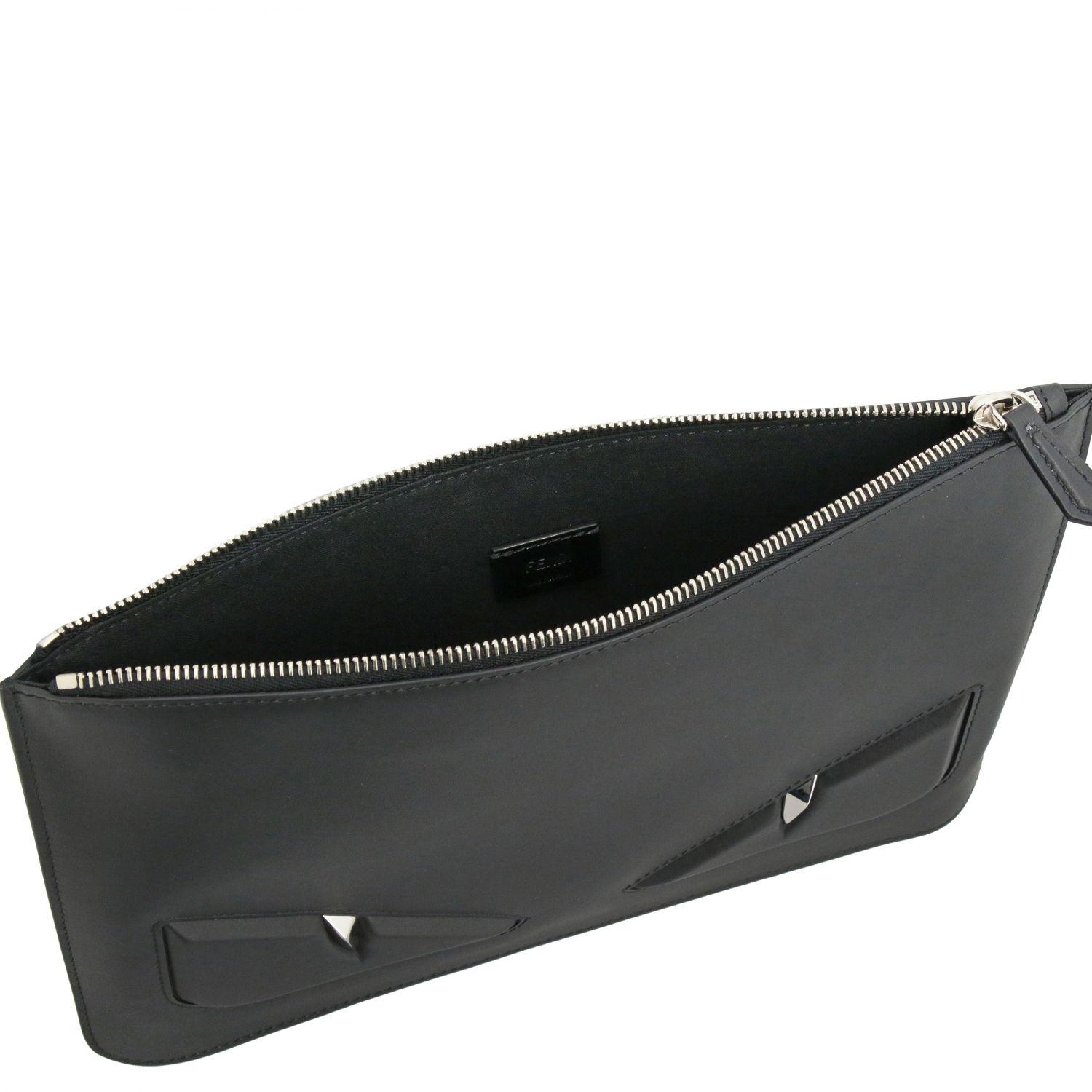 Fendi Monster Eyes Clutch Bag In Smooth Leather With Bugs Maxi 