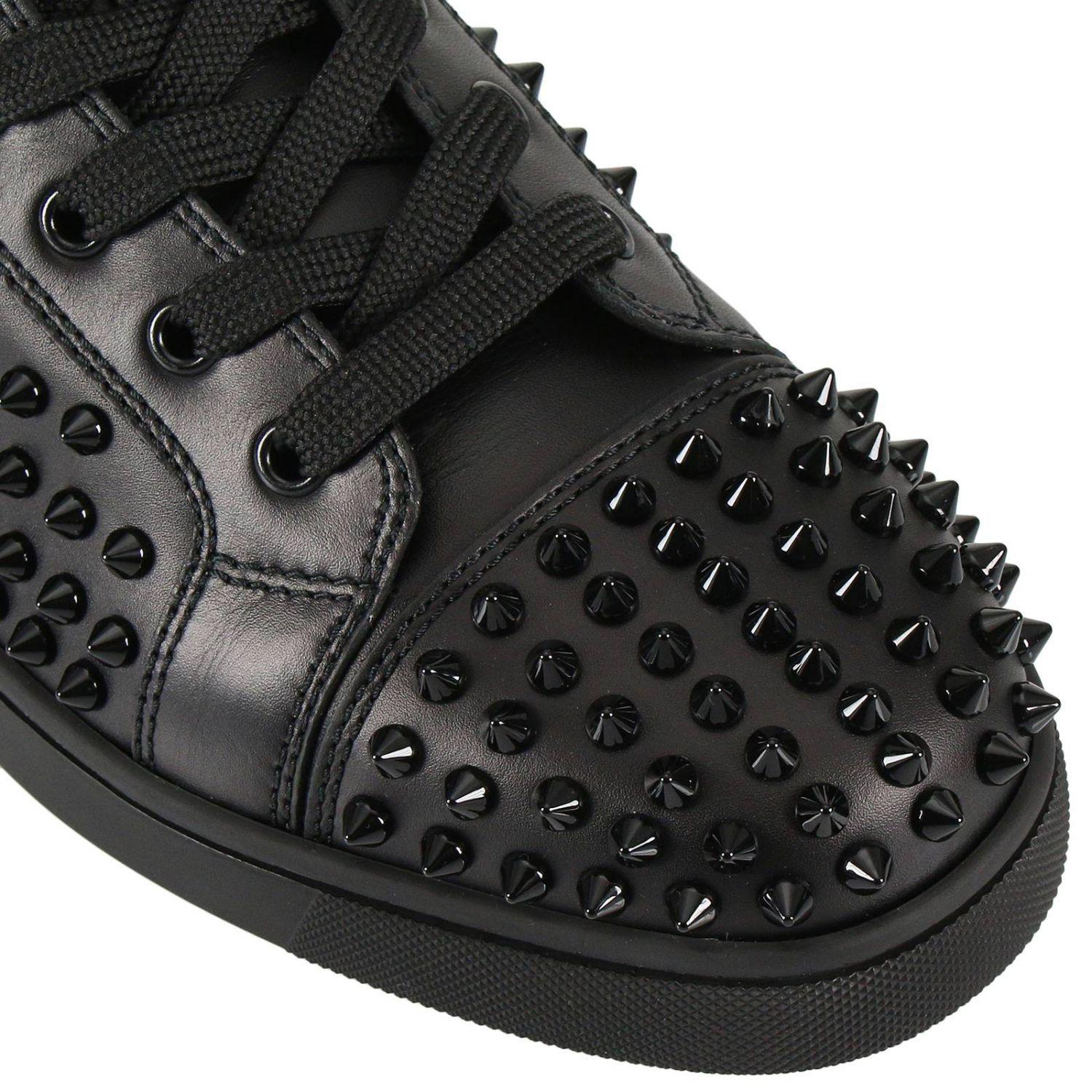 Christian Louboutin Leather Studded Louis High-top Sneakers in Black ...