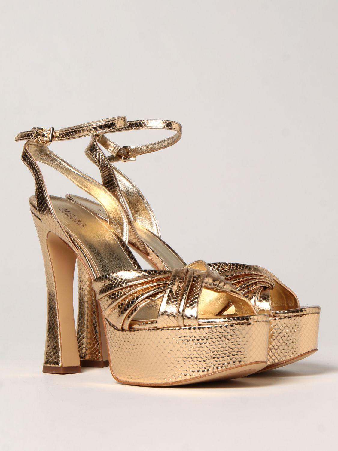 【Michael Kors】Selena Snake Embossed Leather Platform Selena Metallic Snake Embossed Leather Platform Sandal