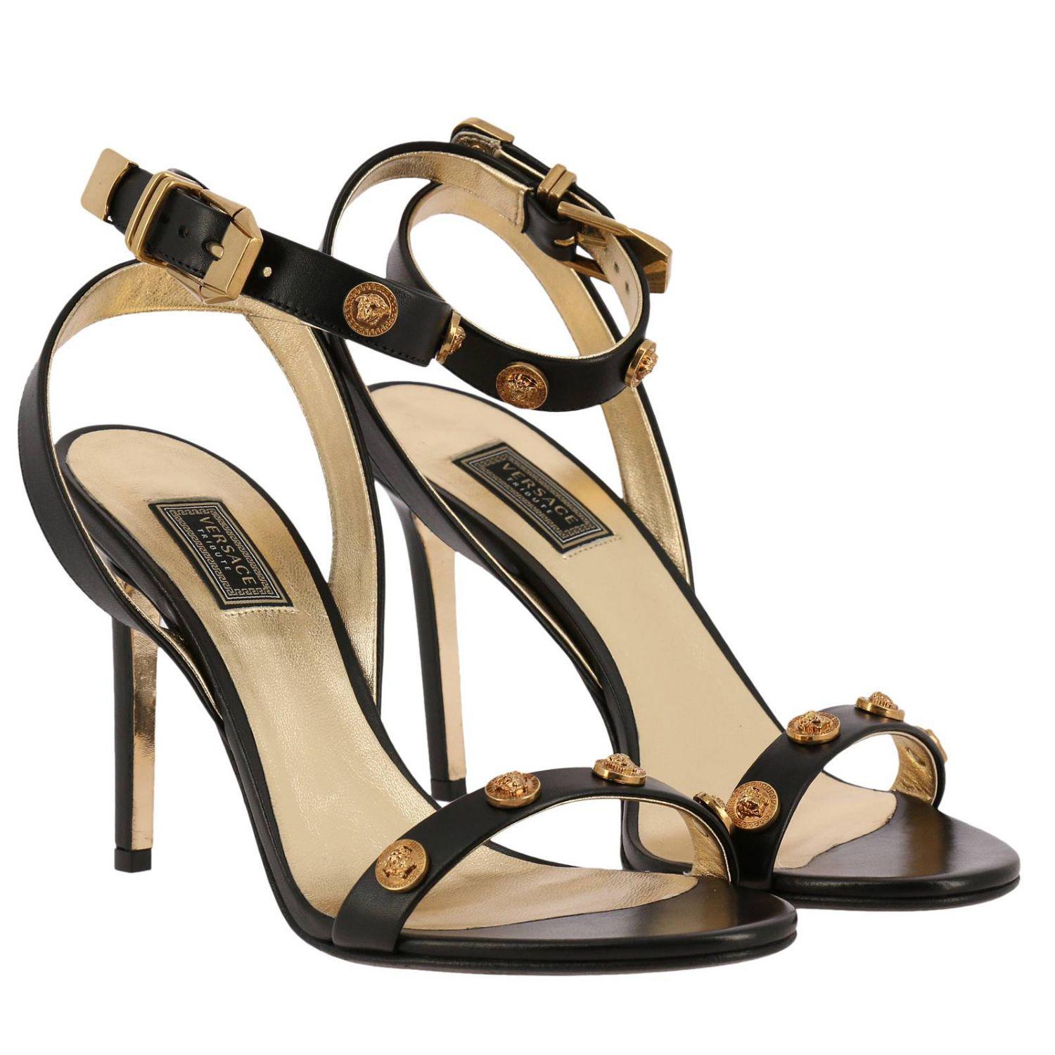 Versace Heeled Sandals Shoes Women in Black - Lyst