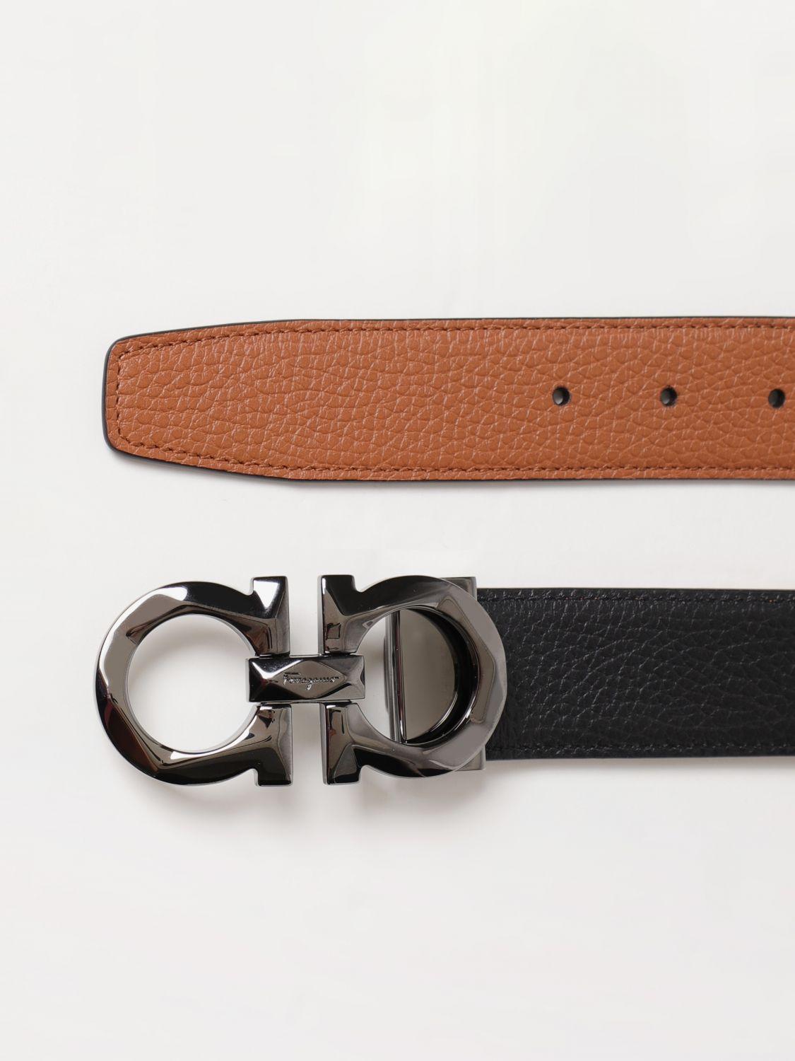 Ferragamo Gancini Reversible Belt in Brushed Leather