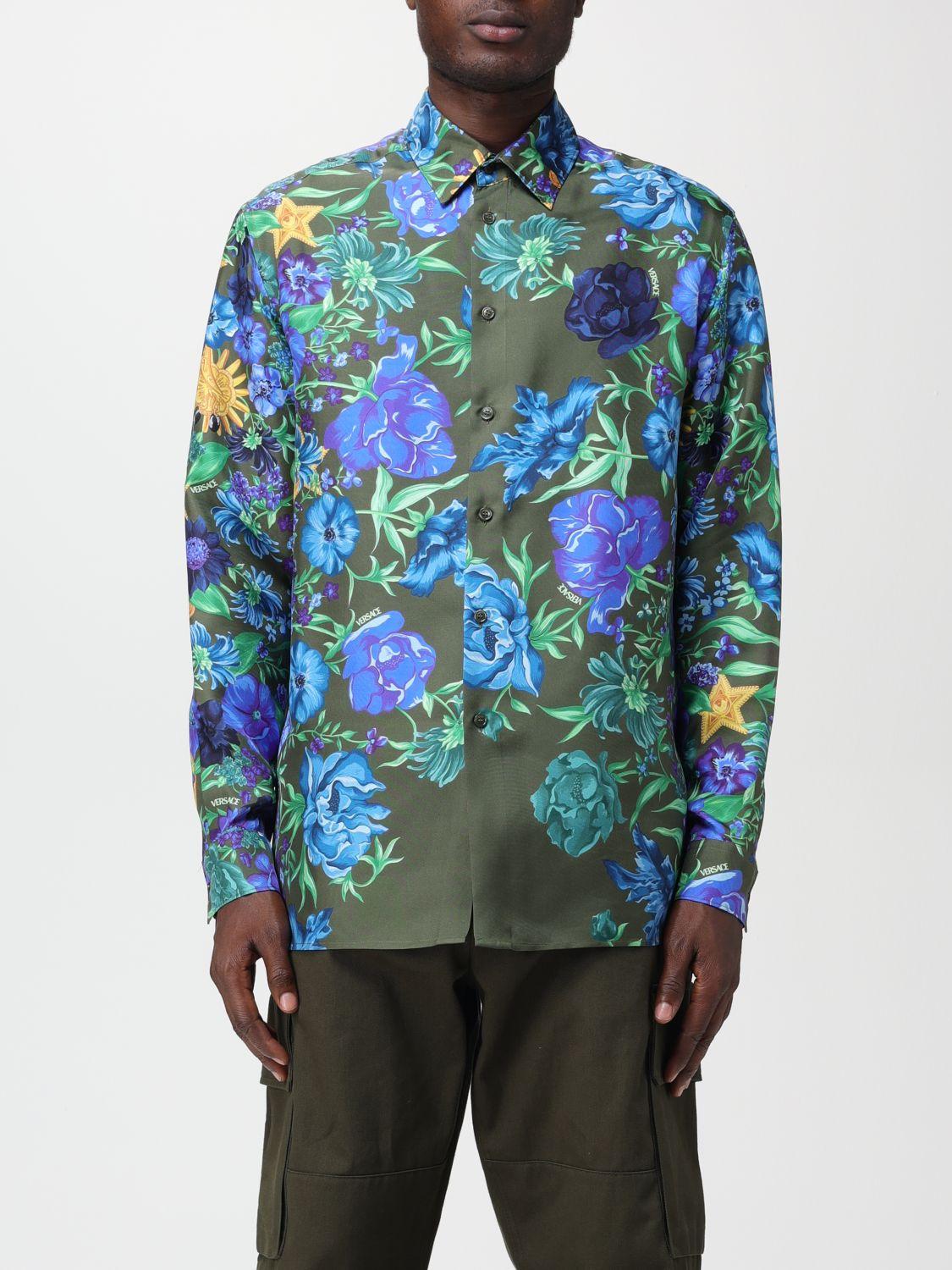 Chemise en soie à imprimé Wildflower Versace pour homme en coloris Bleu |  Lyst