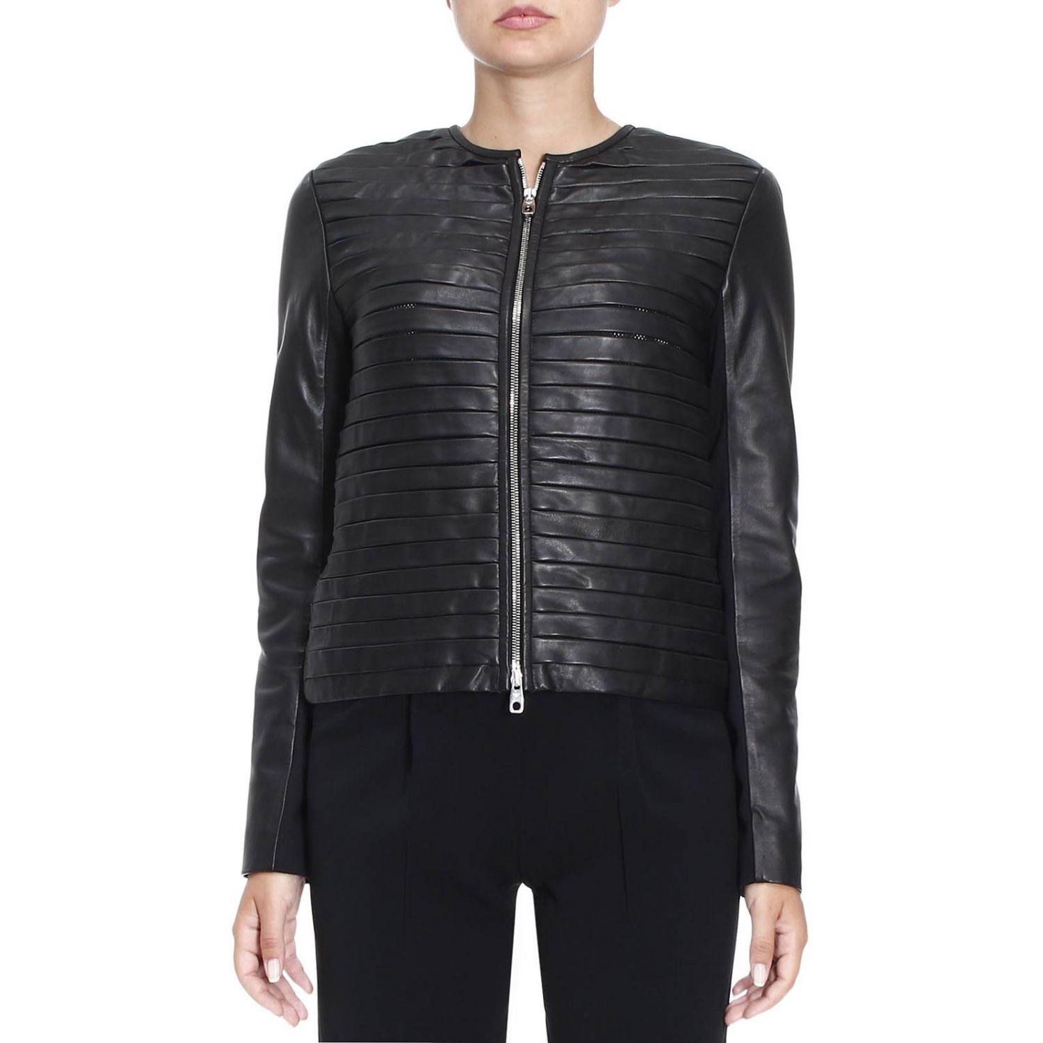 Emporio Armani Leather Jacket Women in Black Lyst