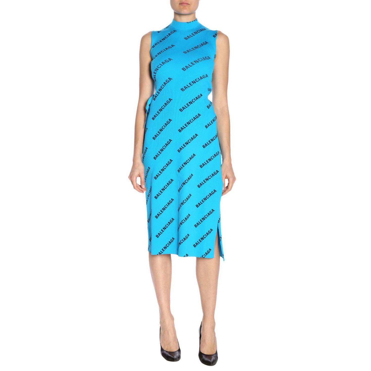 Balenciaga Synthetic Women's Dress in Turquoise (Blue) - Lyst